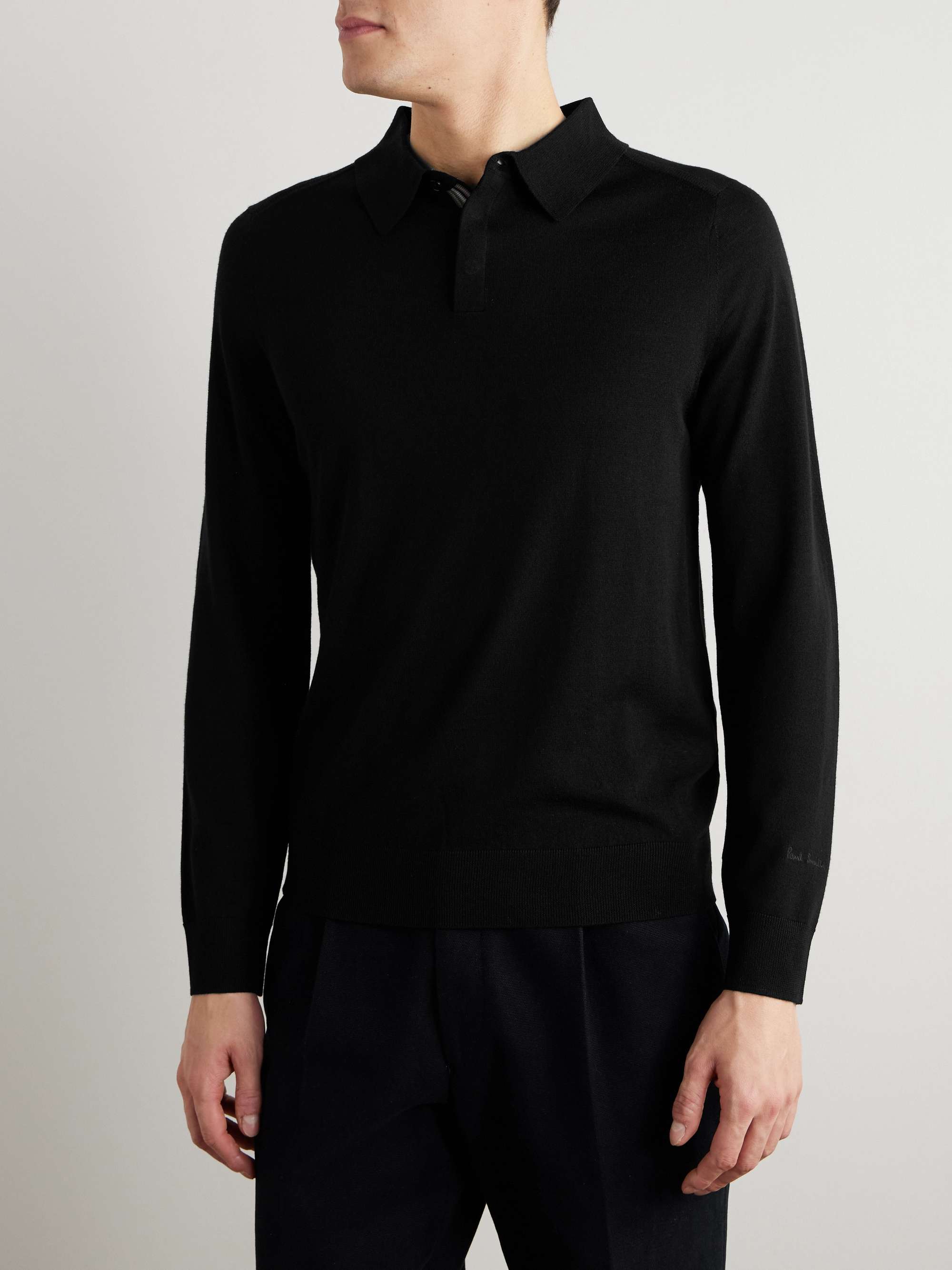 Logo-Embroidered Wool Polo Shirt view