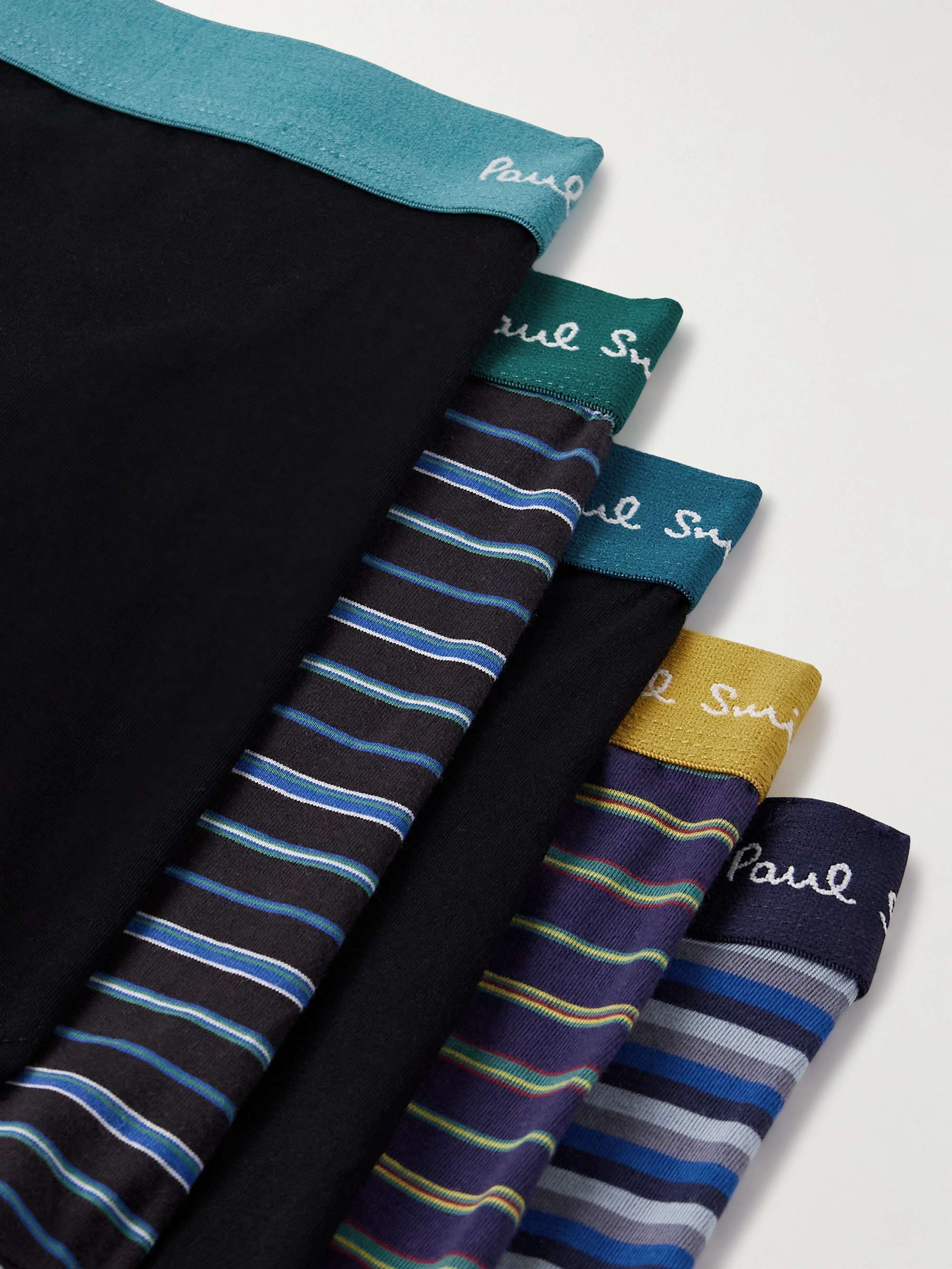 Five-Pack Striped Stretch Organic Cotton Boxer Briefs view