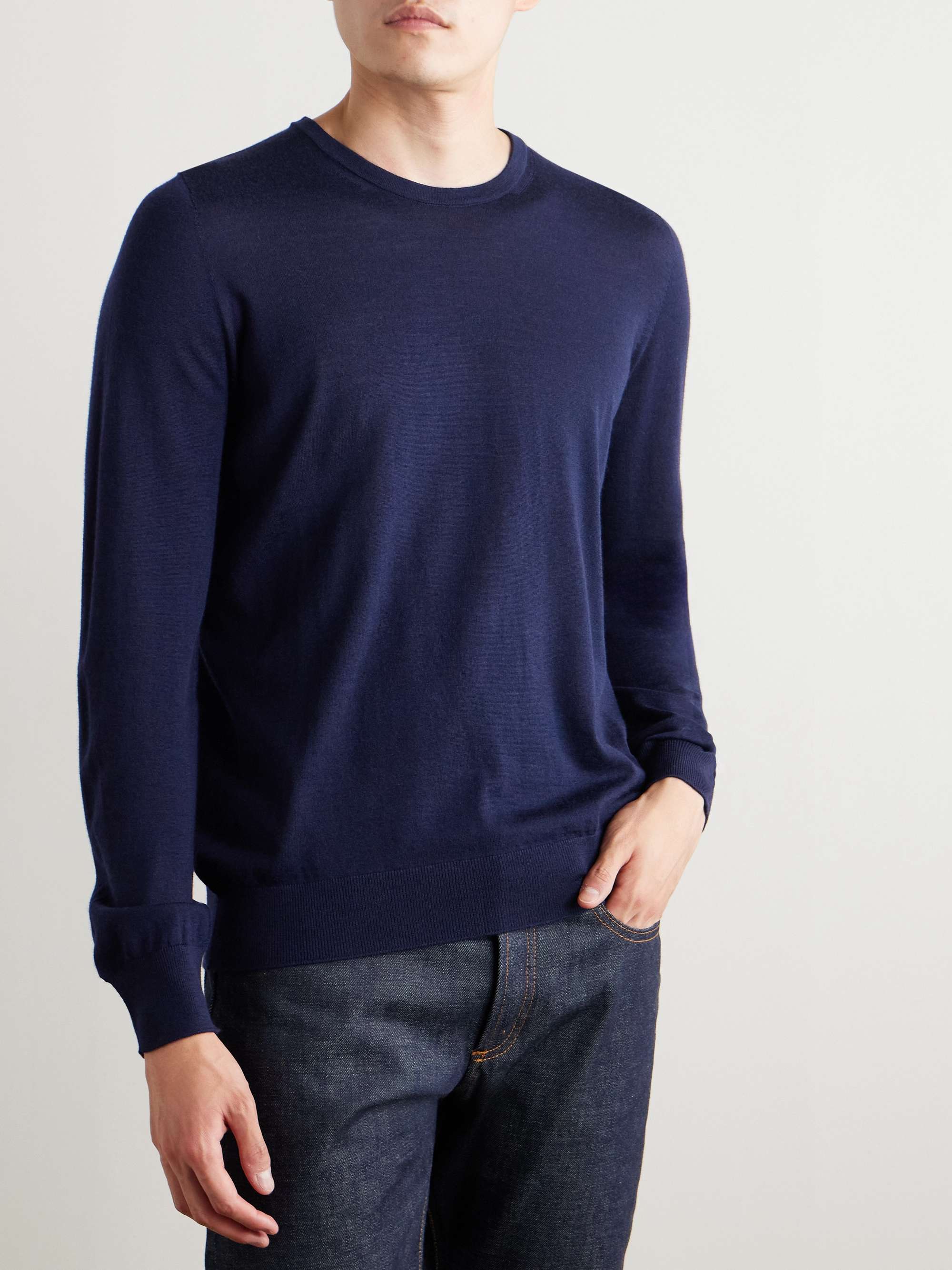 Logo-Embroidered Merino Wool Sweater view