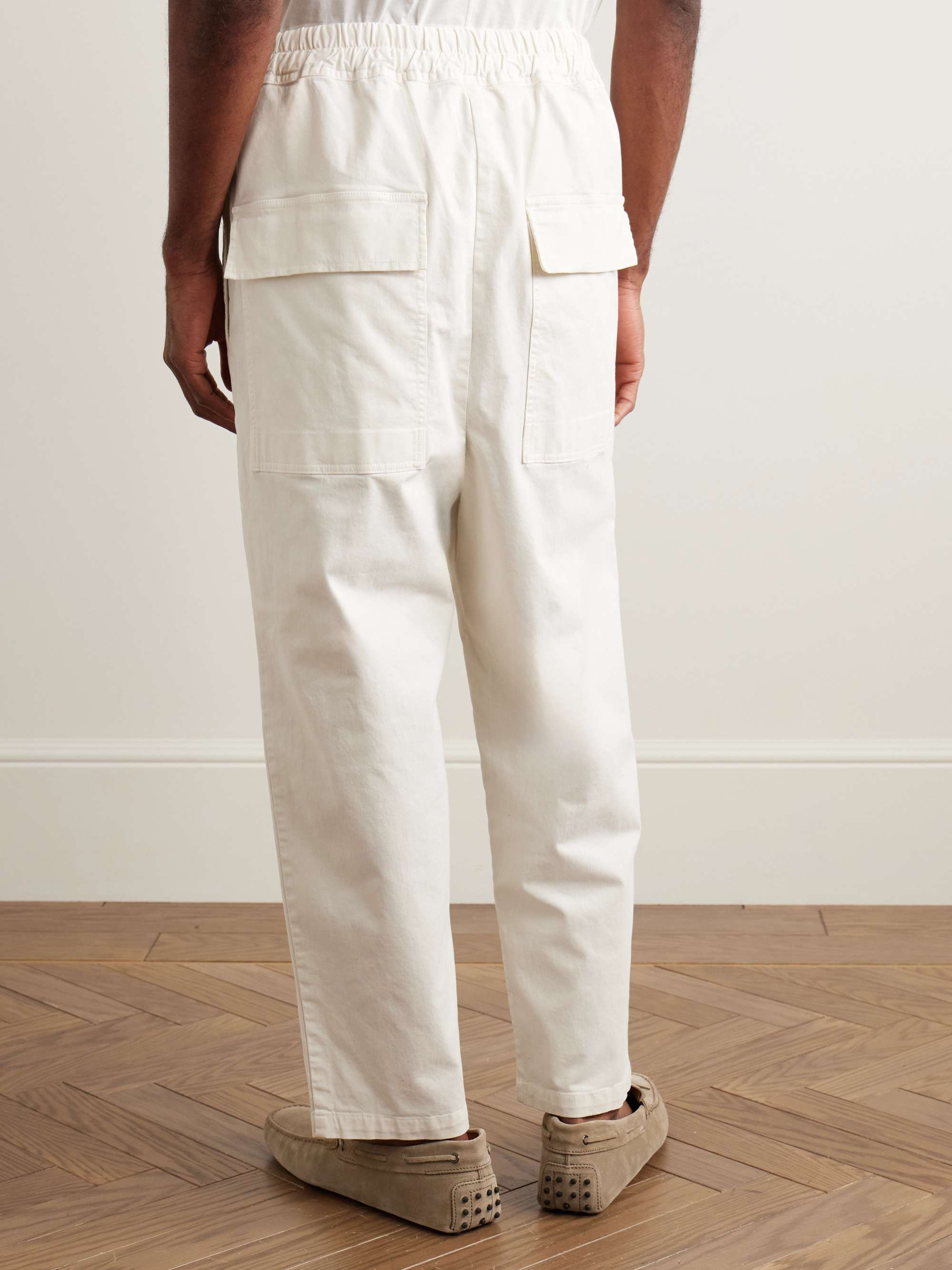 Walker Tapered Cropped Brushed Cotton-Blend Twill Drawstring Trousers view