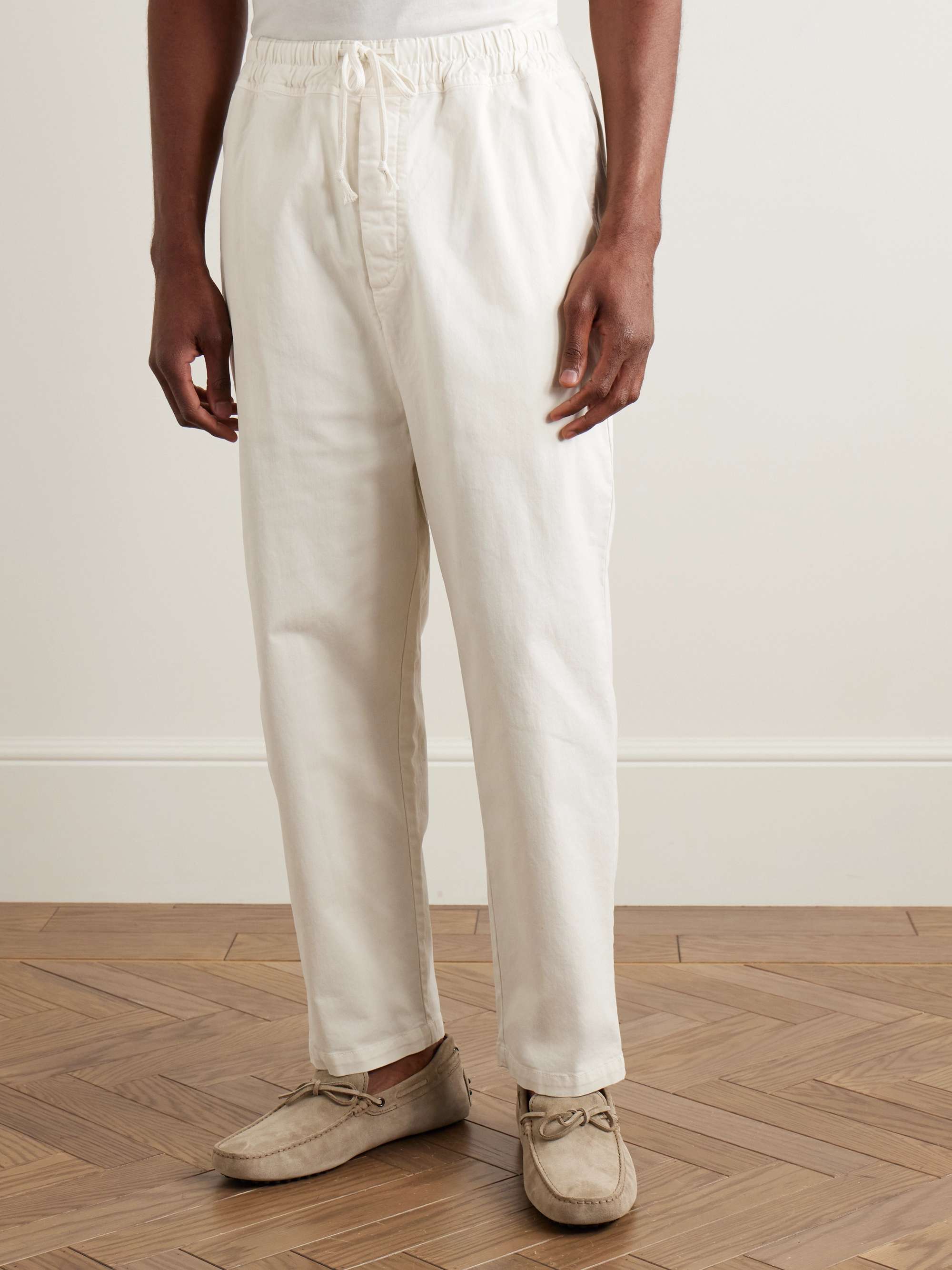 Walker Tapered Cropped Brushed Cotton-Blend Twill Drawstring Trousers view