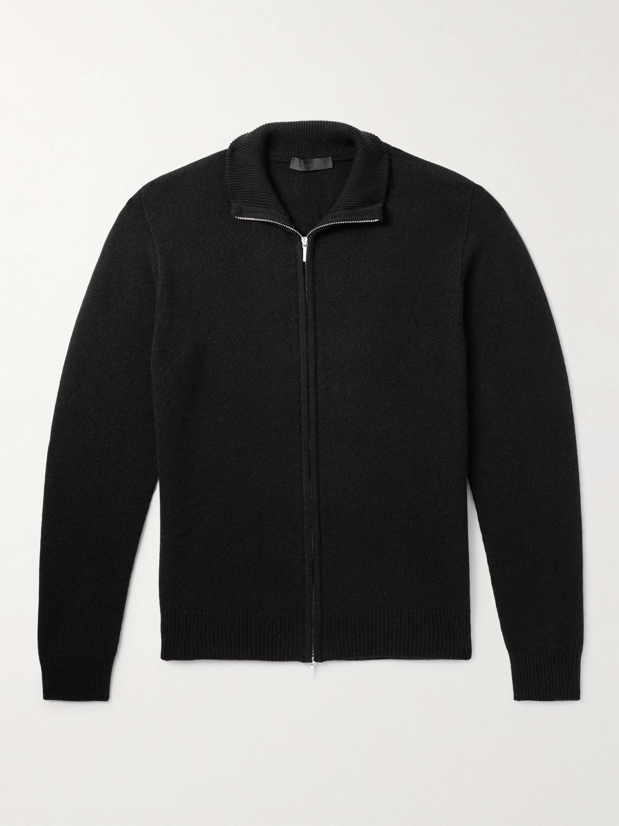 Slim-Fit Ribbed Cashmere Zip-Up Cardigan view