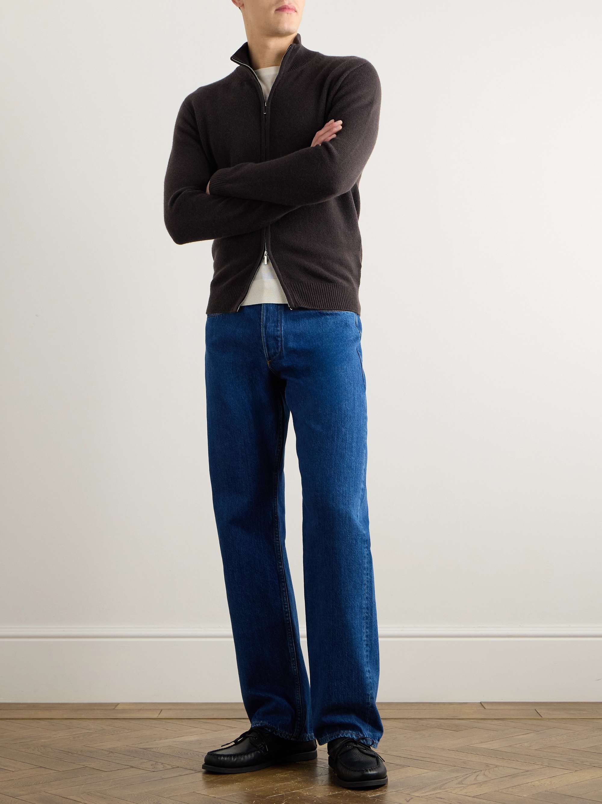 Ribbed Cashmere Zip-Up Cardigan view