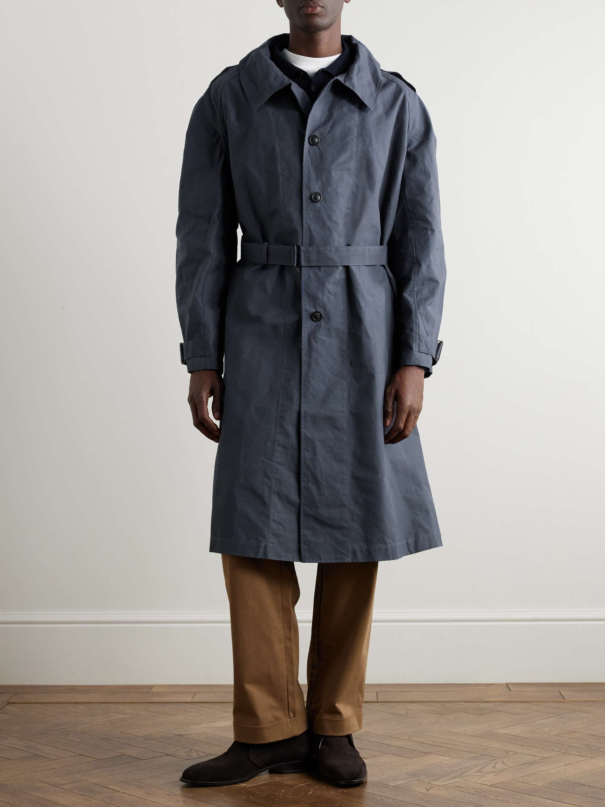 Belted Waxed Cotton-Canvas Trench Coat view