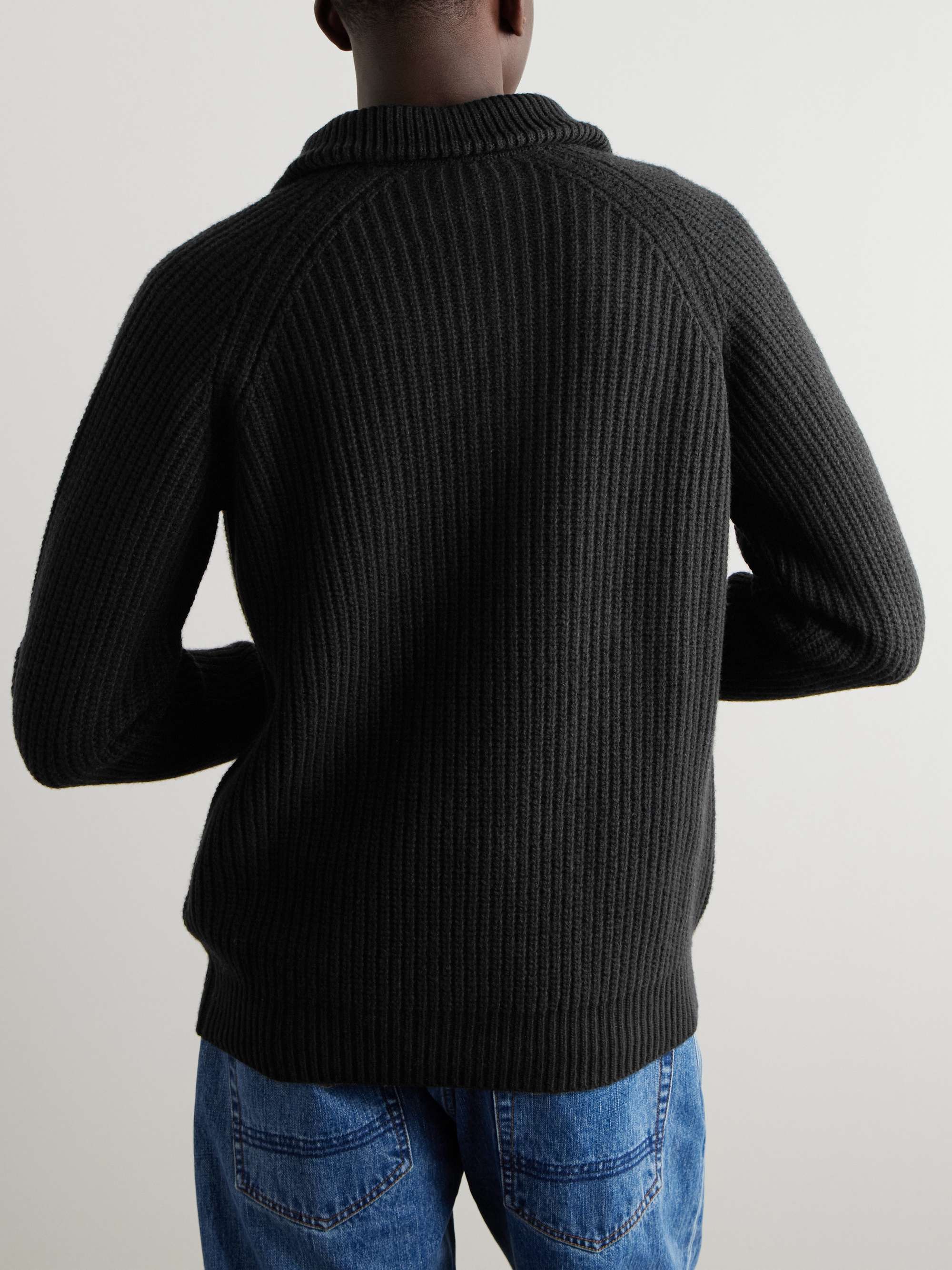 Ribbed Wool Half-Zip Sweater view