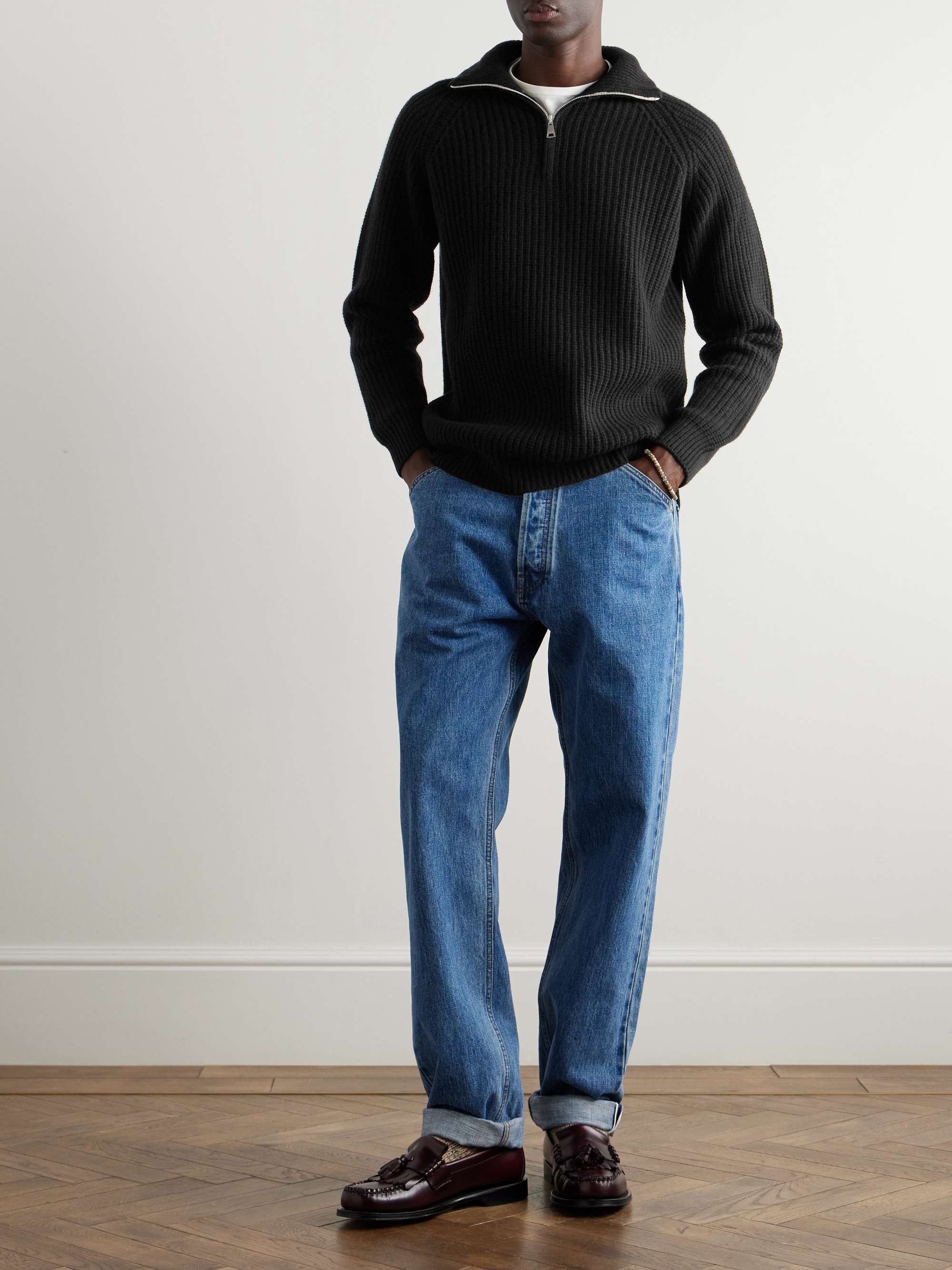 Ribbed Wool Half-Zip Sweater view
