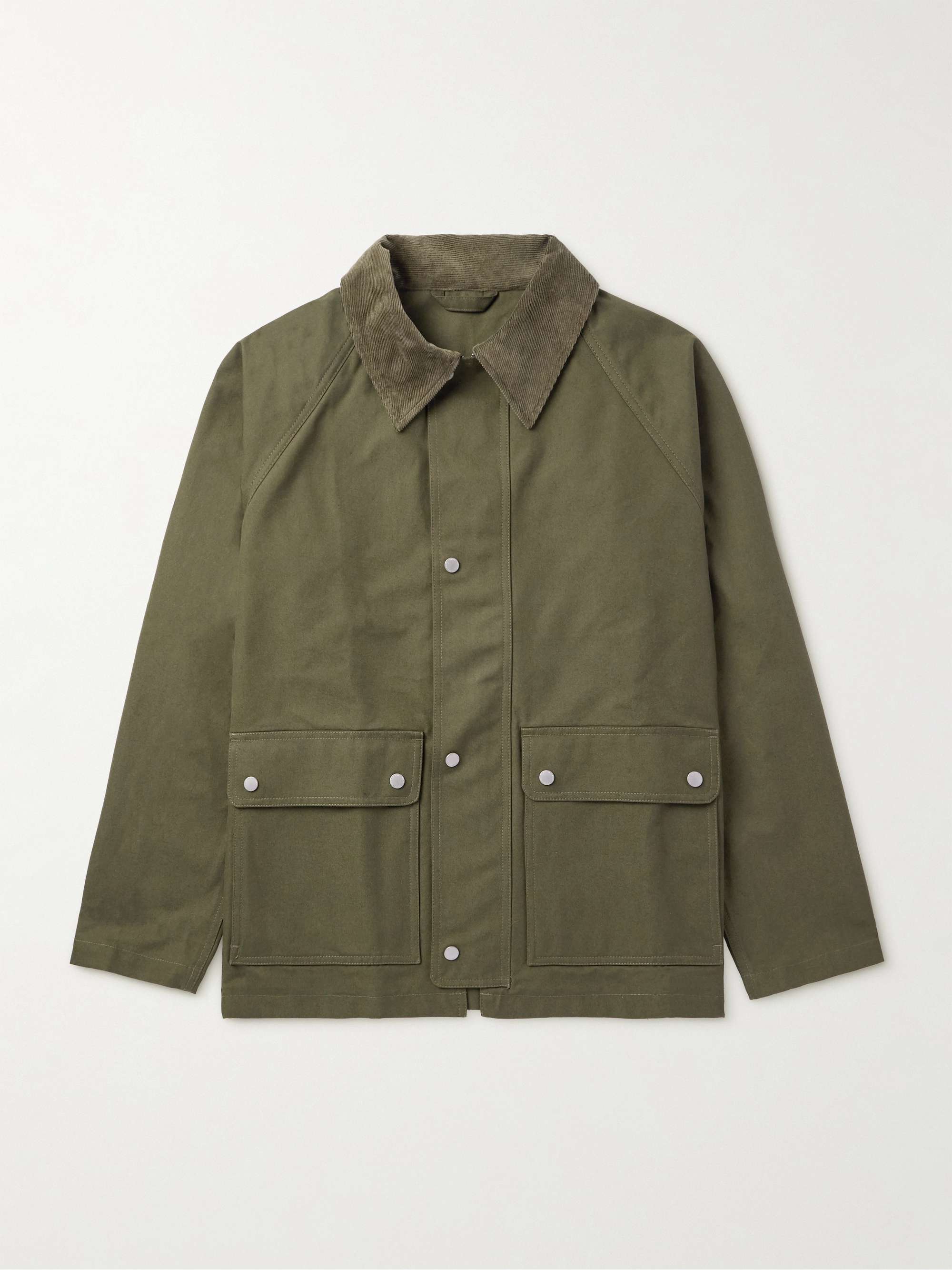 Glenn Corduroy-Trimmed Waxed Organic Cotton Jacket view