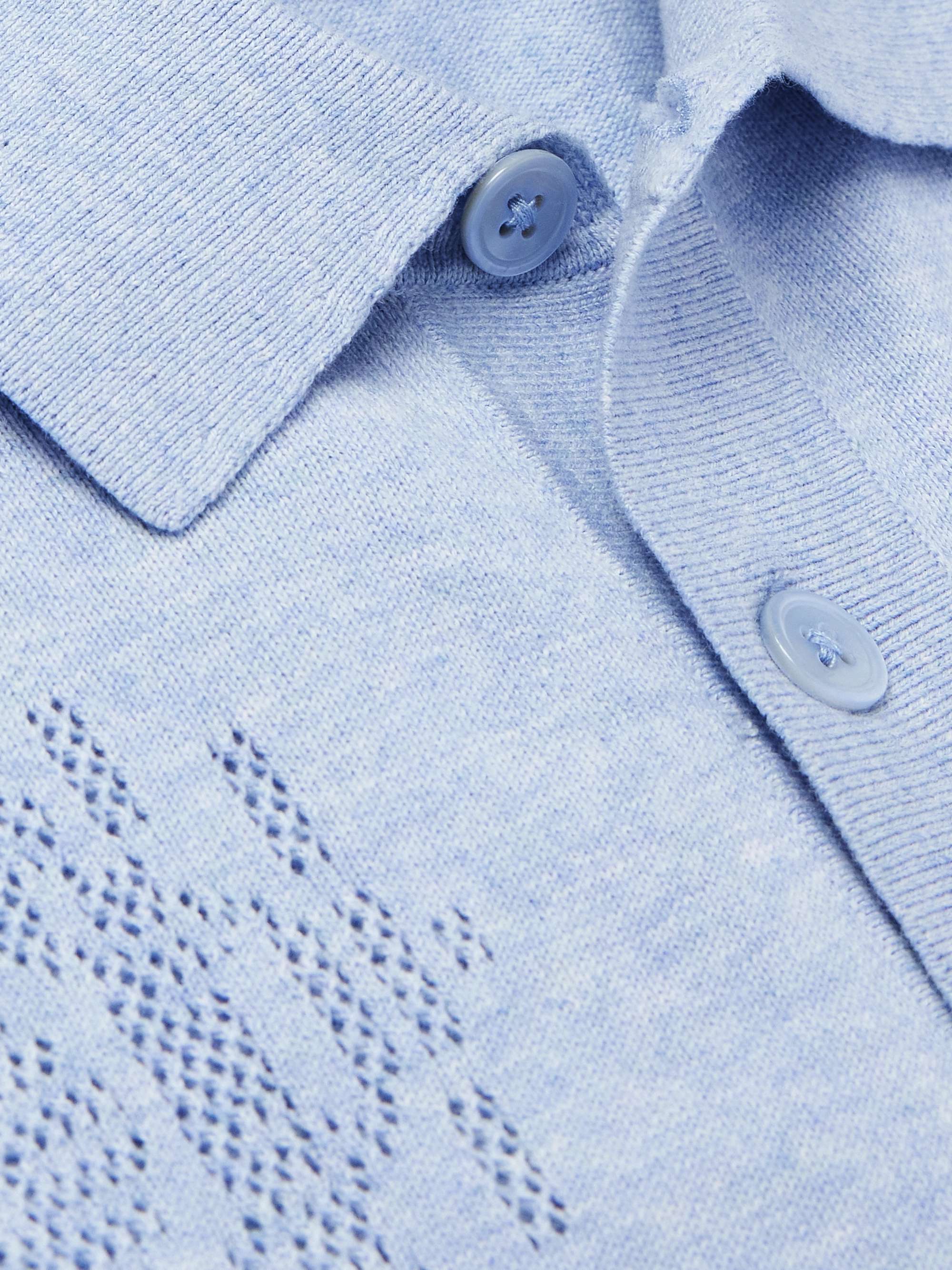 Thor Pointelle-Knit Organic Cotton Polo Shirt view