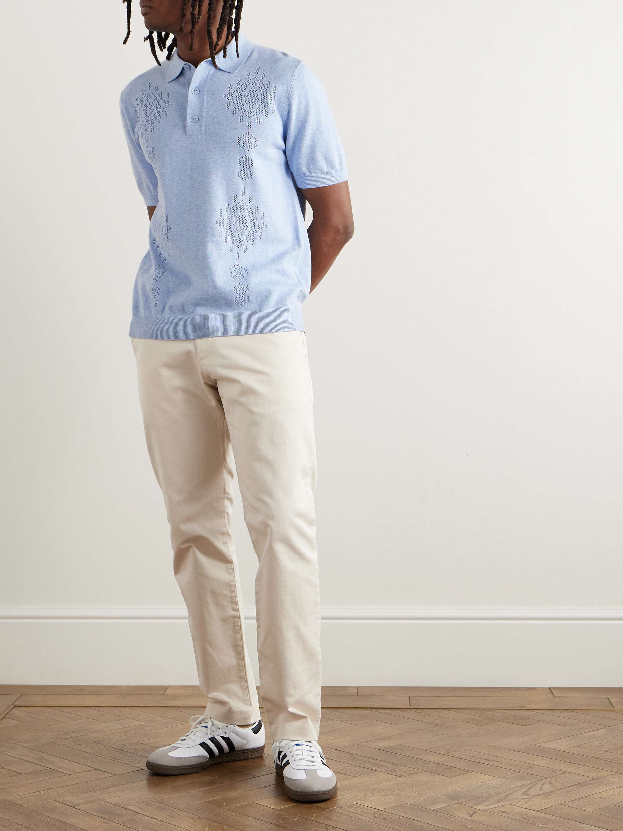 Thor Pointelle-Knit Organic Cotton Polo Shirt view