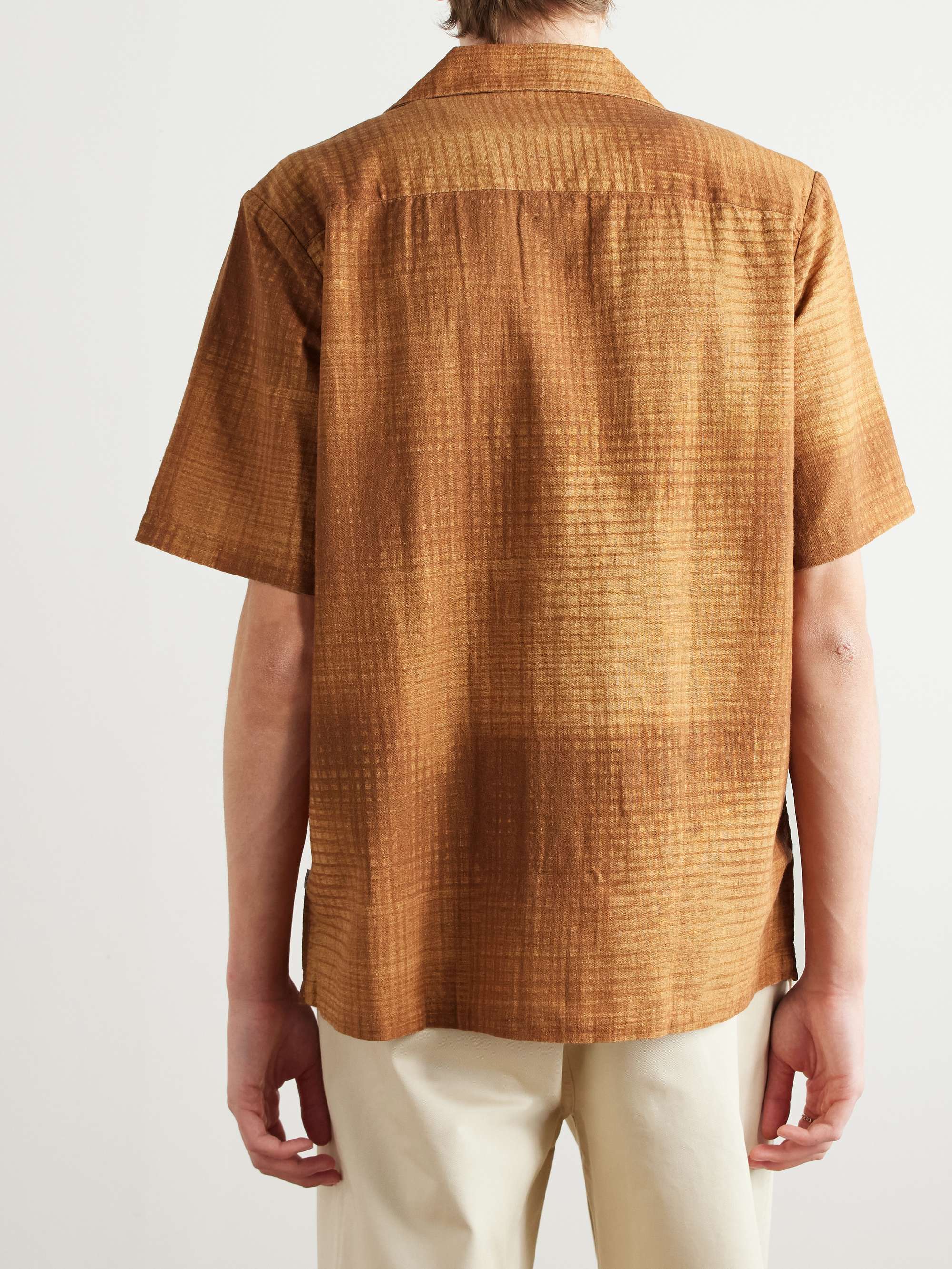 Daniel Convertible-Collar Checked Linen and Organic Cotton-Blend Shirt view