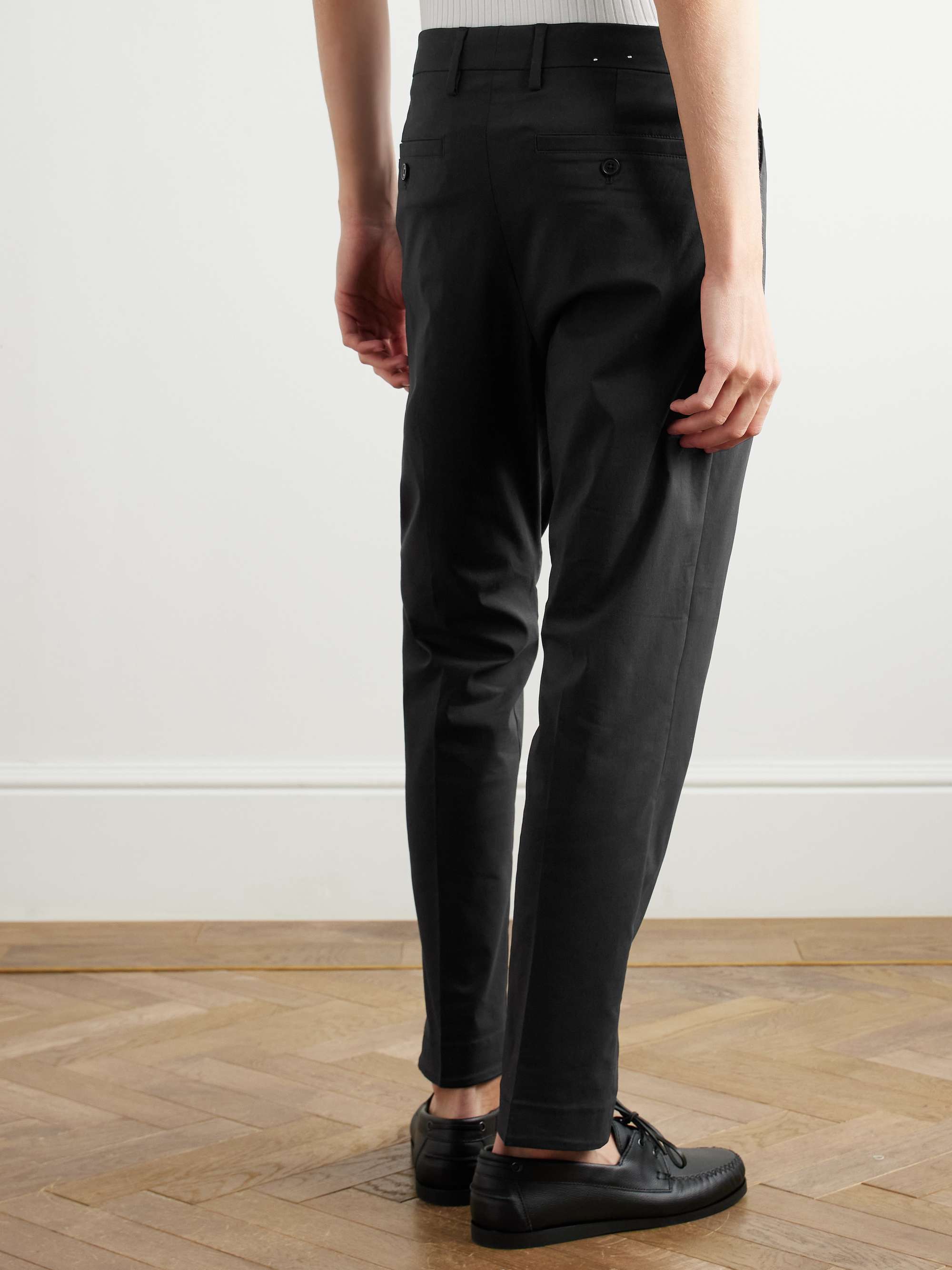 Bill 1680 Tapered Cropped Pleated Cotton-Blend Trousers view