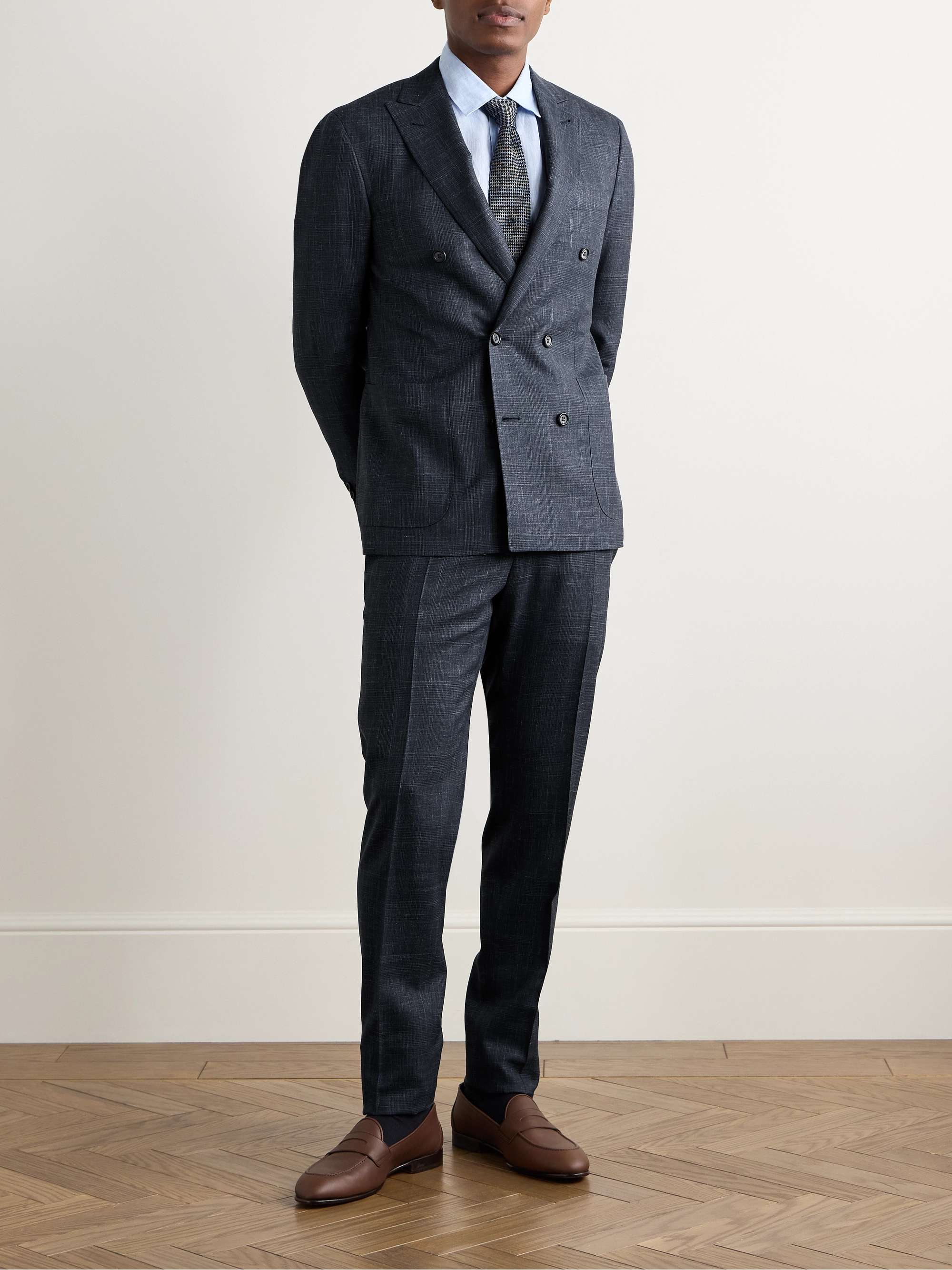Slim-Fit Wool, Silk and Linen-Blend Suit Trousers view