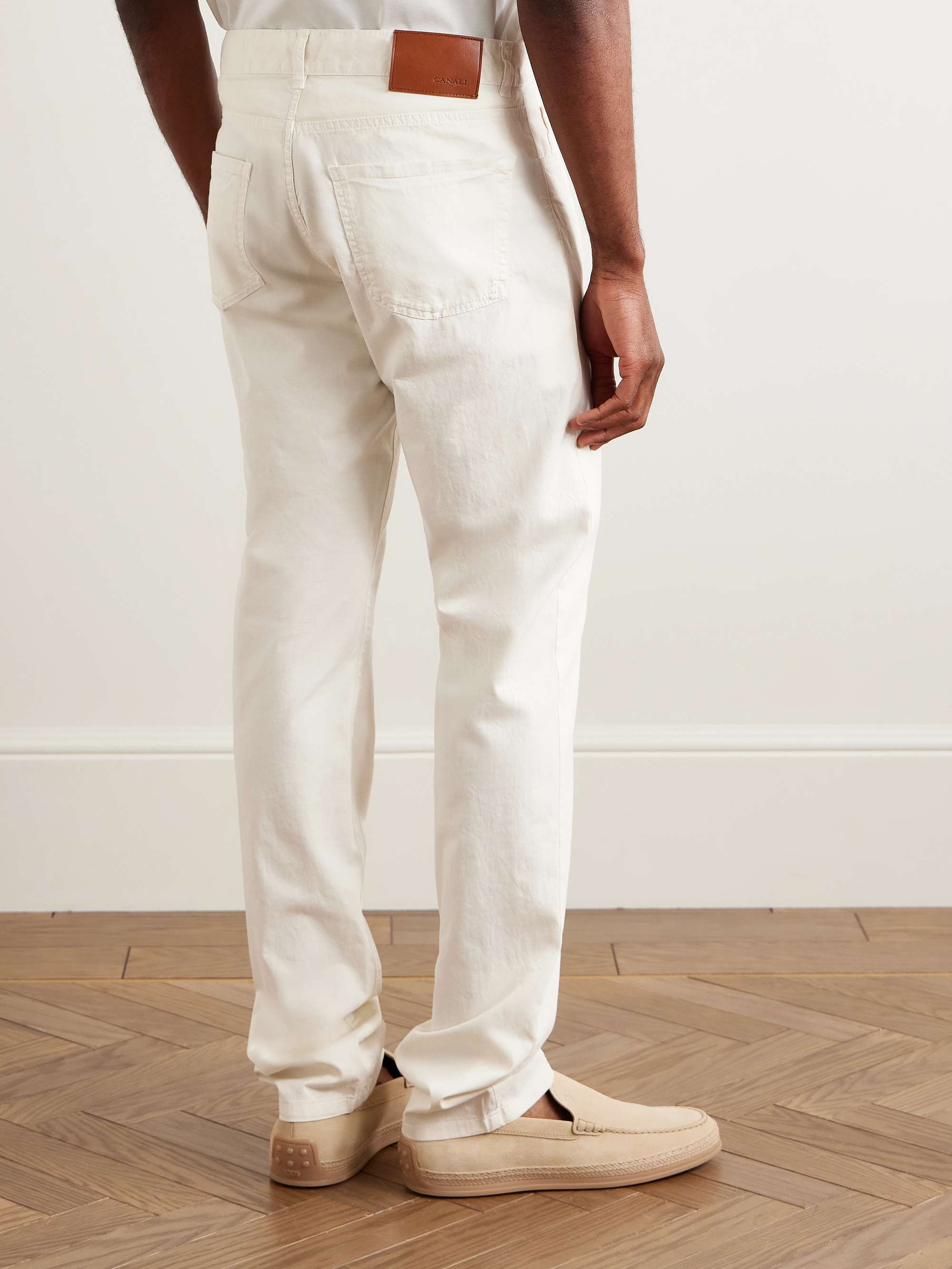Slim-Fit Straight-Leg Cotton-Blend Twill Trousers view