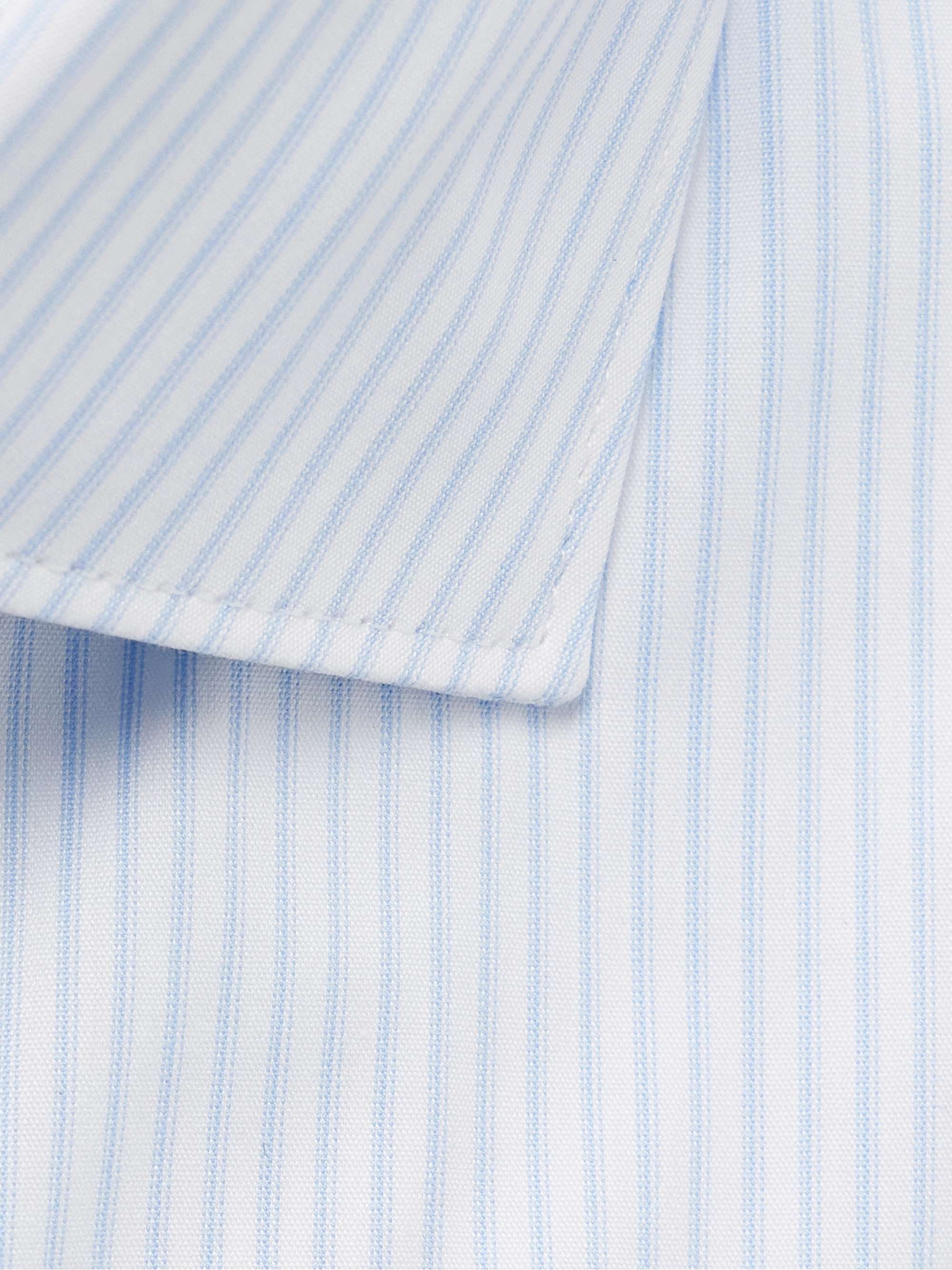 Cutaway-Collar Striped Cotton-Blend Poplin Shirt view