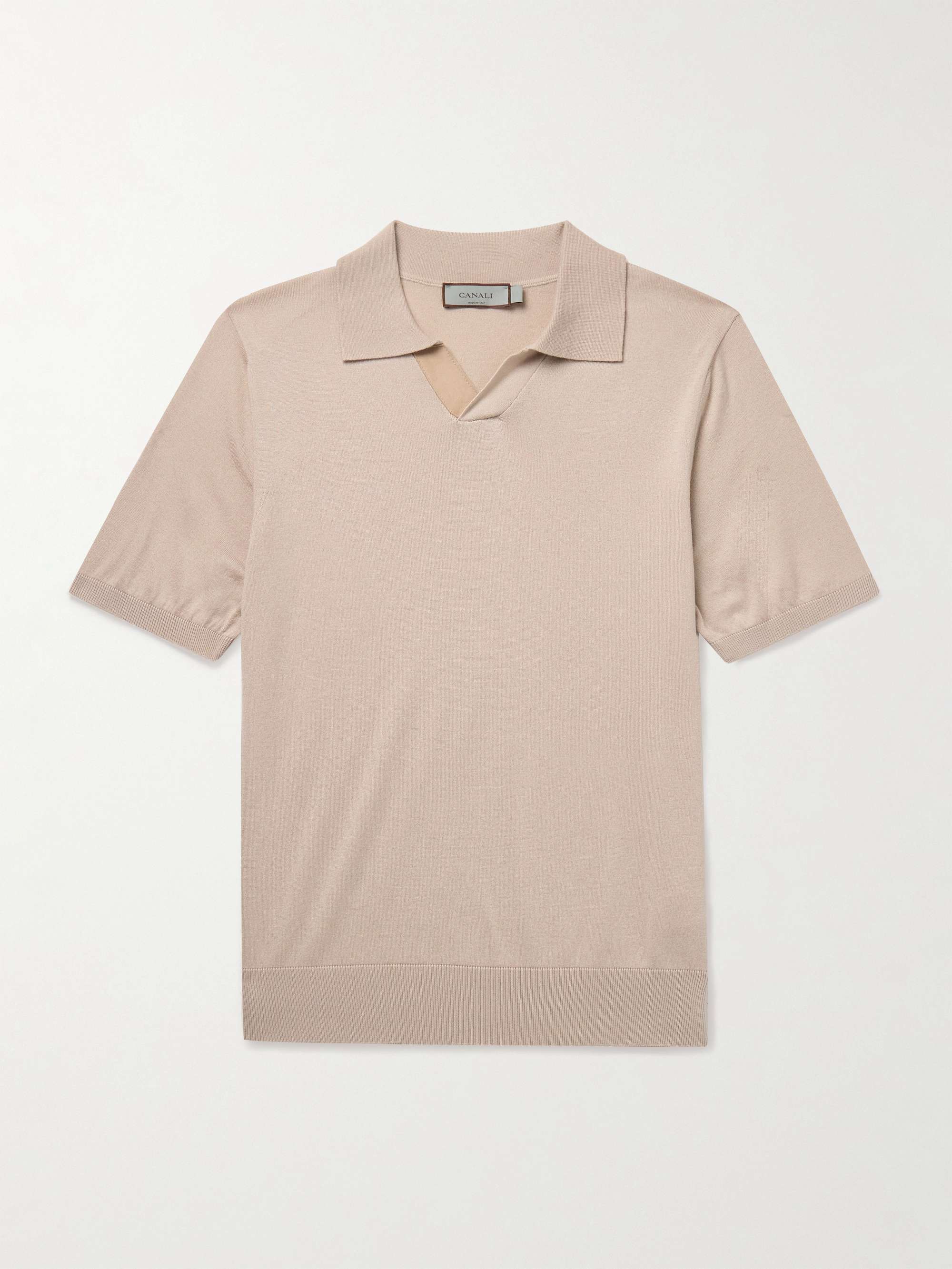 Suede-Trimmed Cotton and Modal-Blend Polo Shirt view