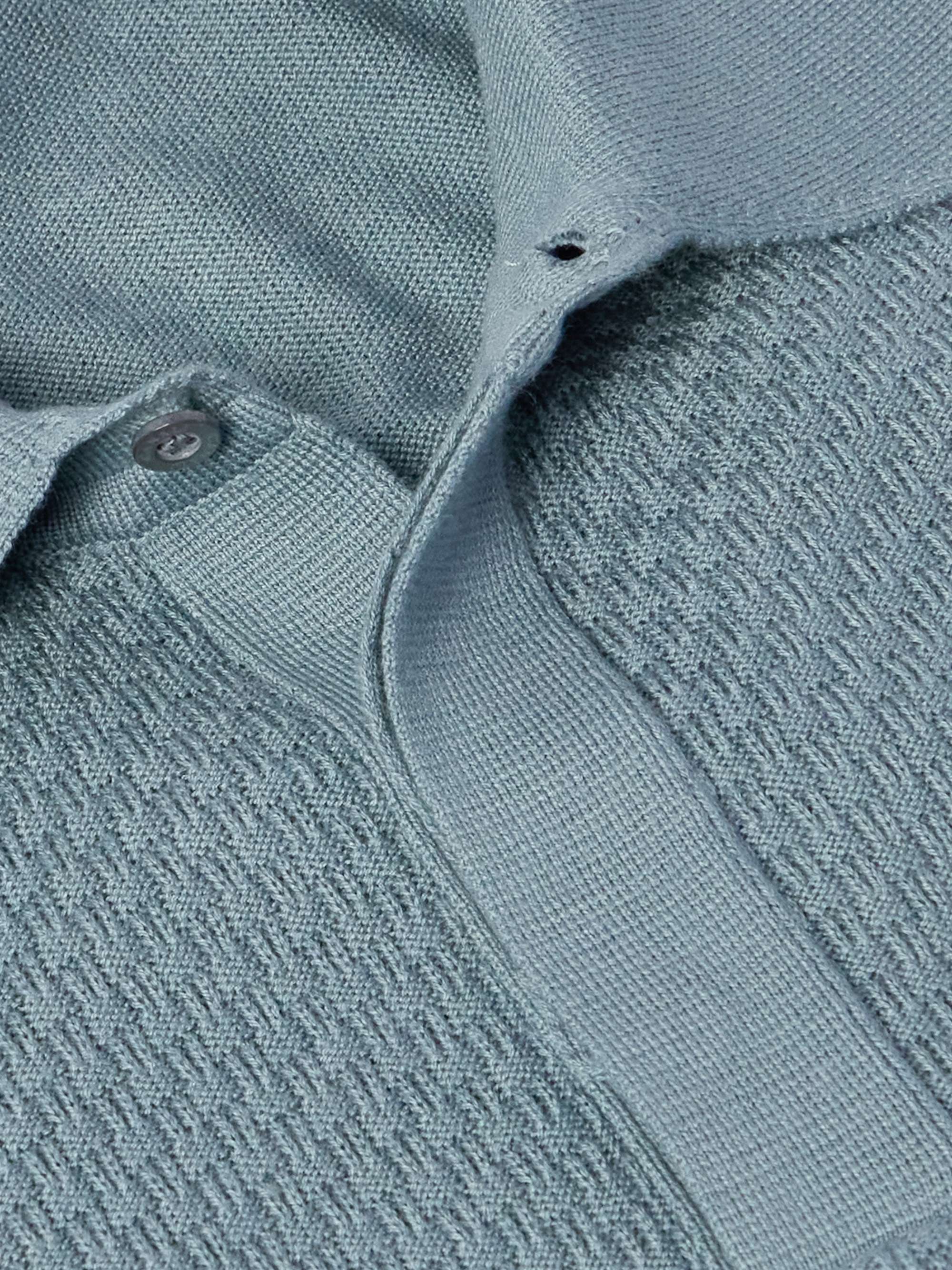 Textured-Knit Cotton and Modal-Blend Polo Shirt view