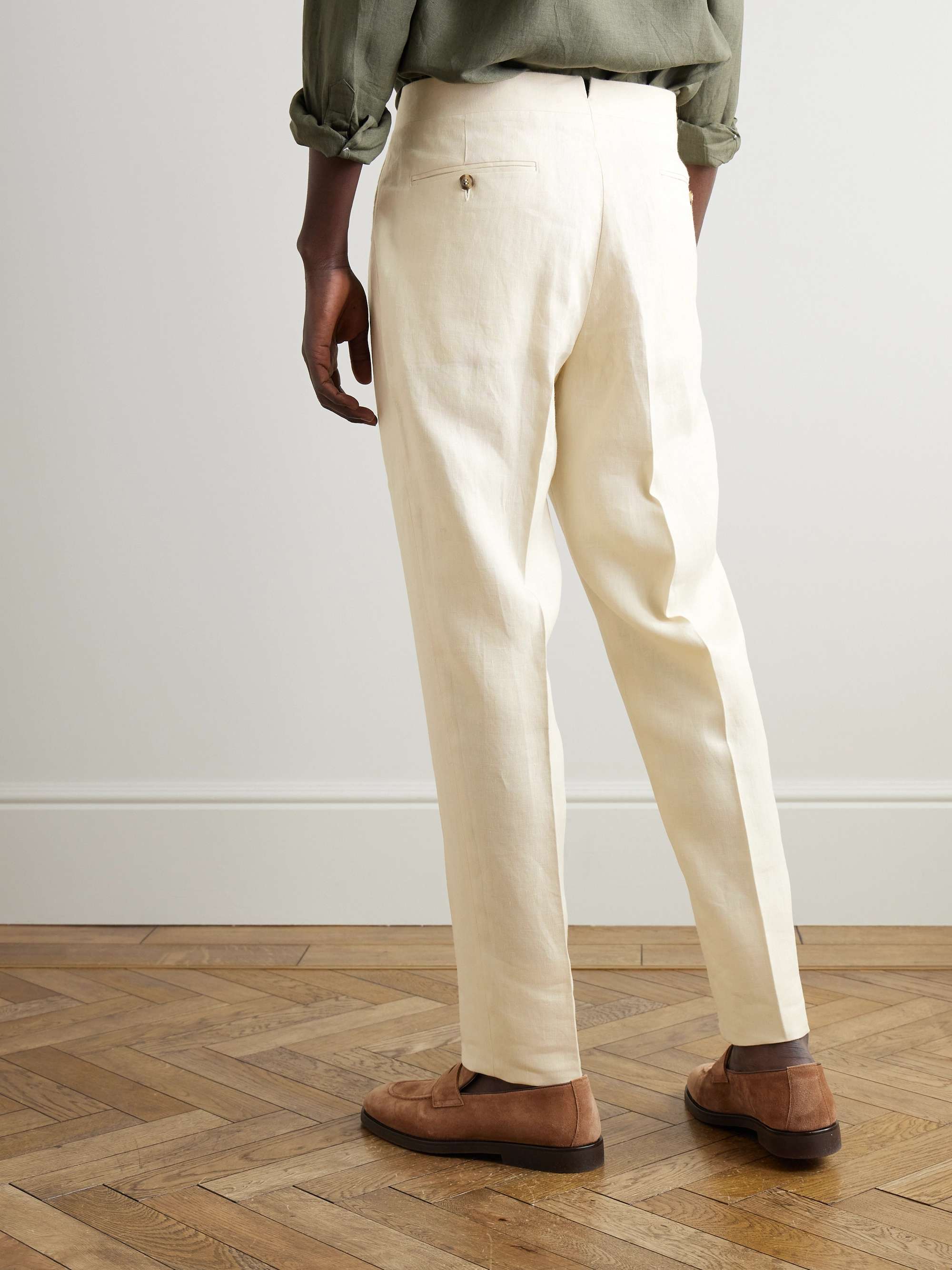 Tapered Pleated Linen Trousers view