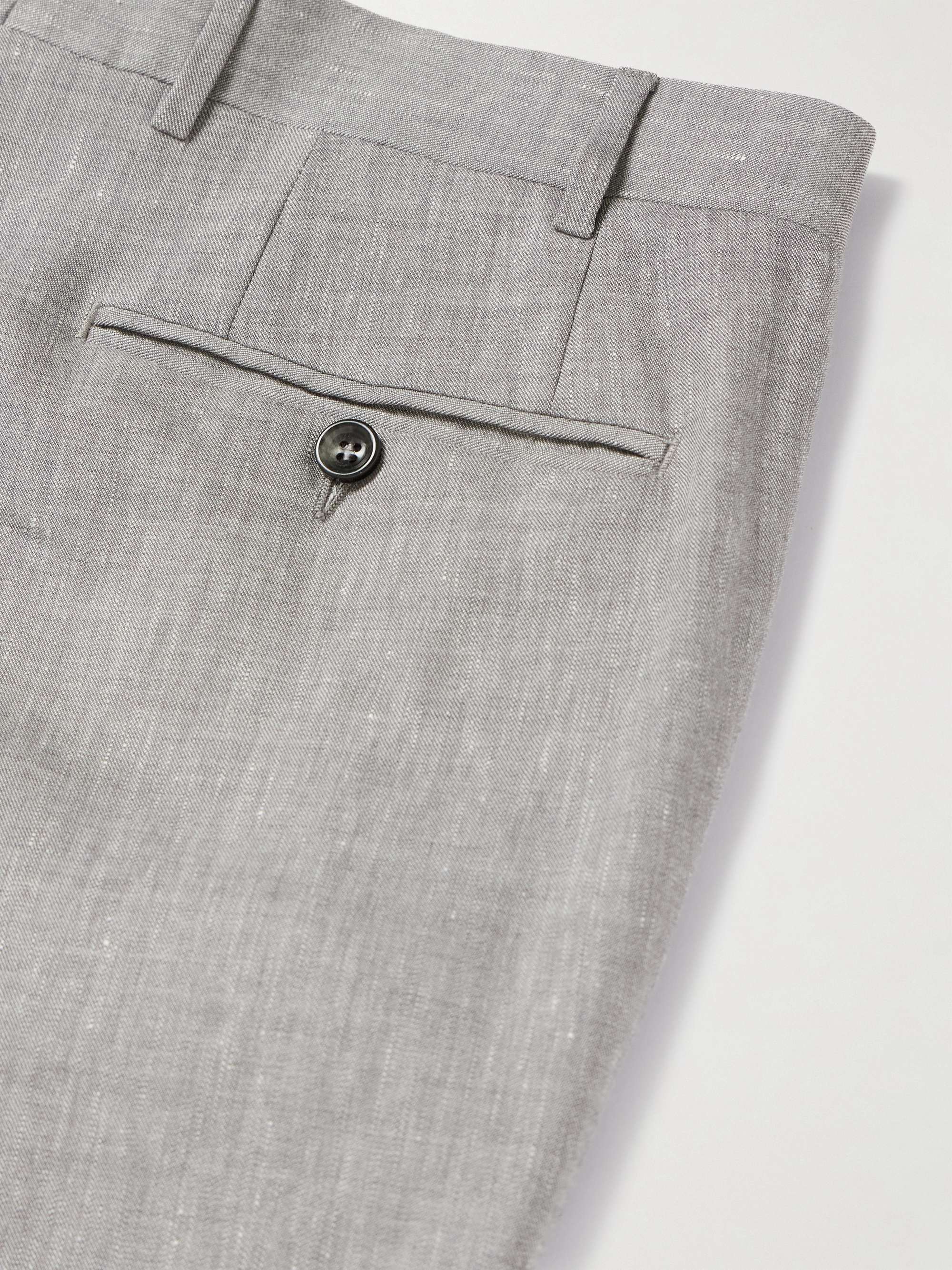 Tapered Linen and Wool-Blend Suit Trousers view