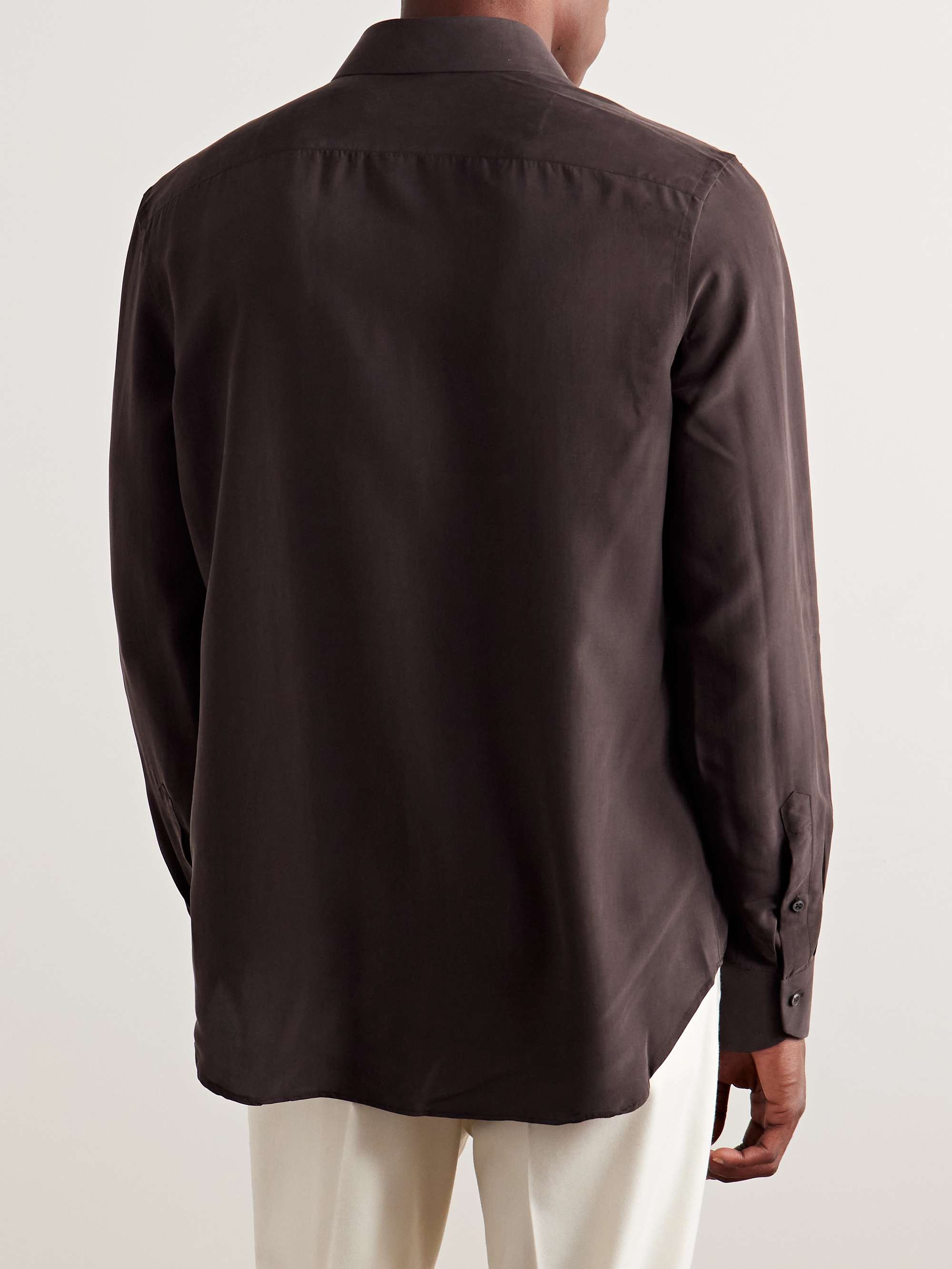 Enzyme-Washed Silk-Satin Shirt view
