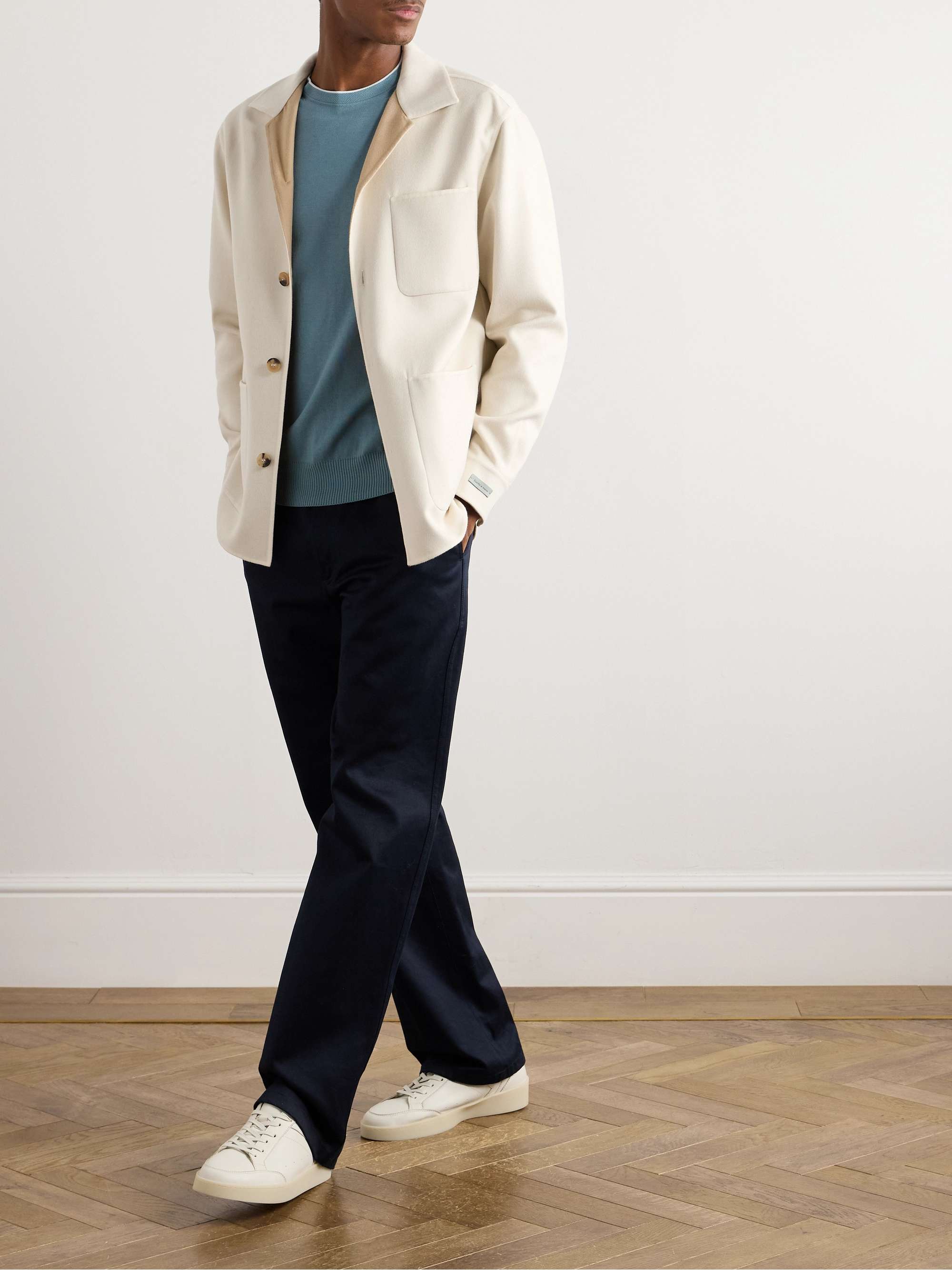 Camp-Collar Brushed Wool-Blend Twill Overshirt view