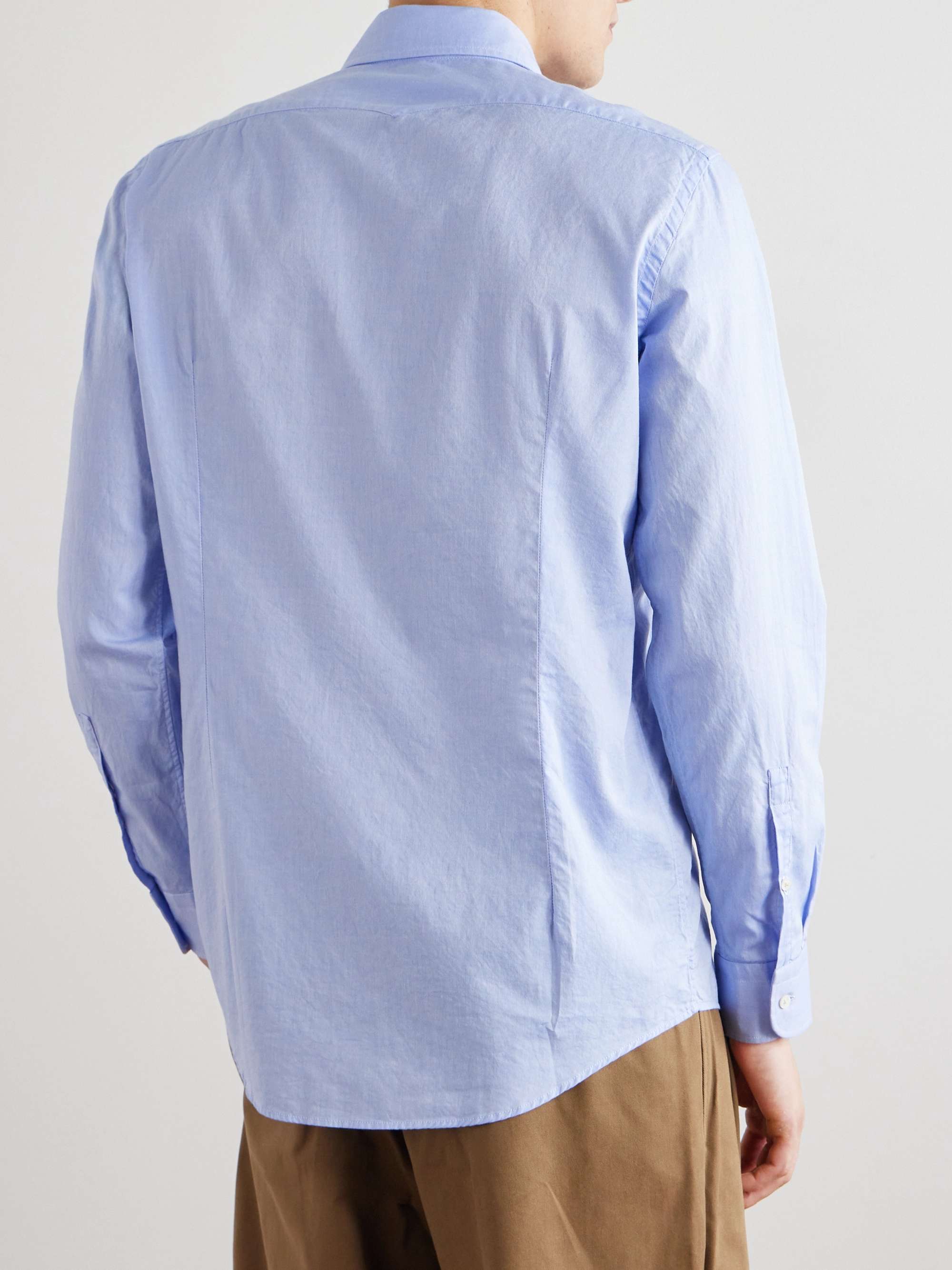 Genova Cutaway-Collar Logo-Embroidered Cotton Shirt view
