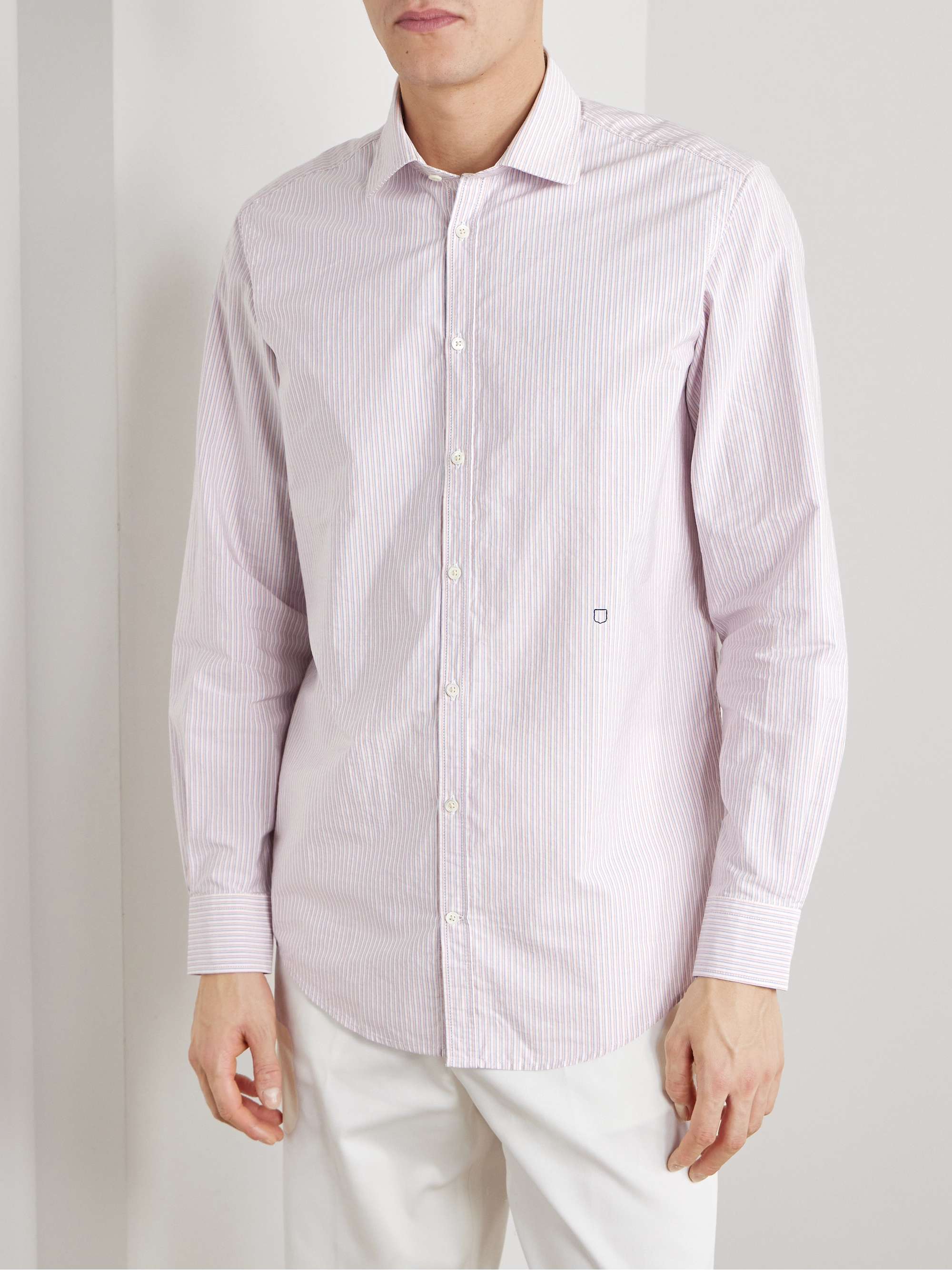 Cutaway-Collar Striped Cotton-Poplin Shirt view