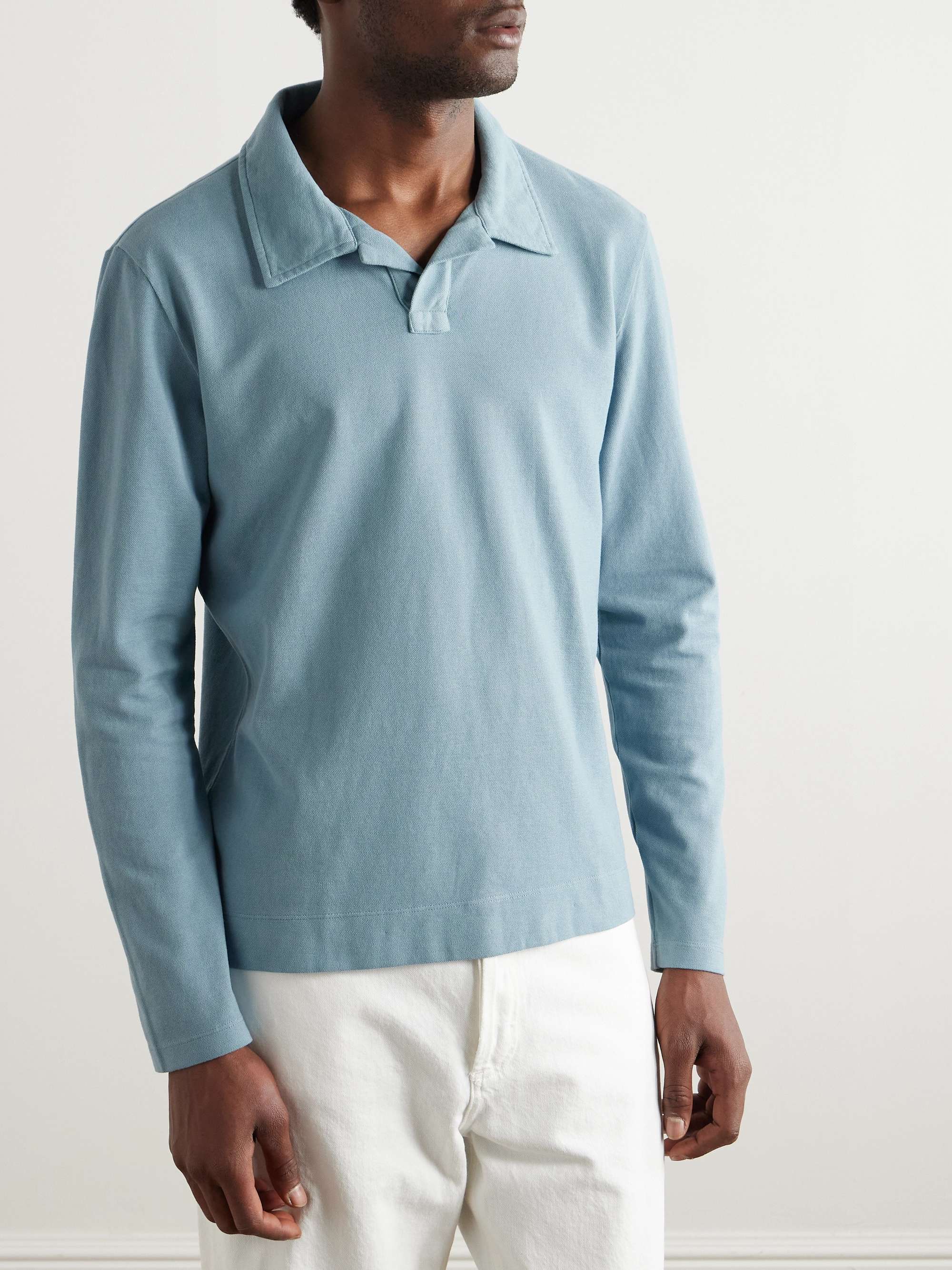 Rico Cotton and Cashmere-Blend Piqué Polo Shirt view