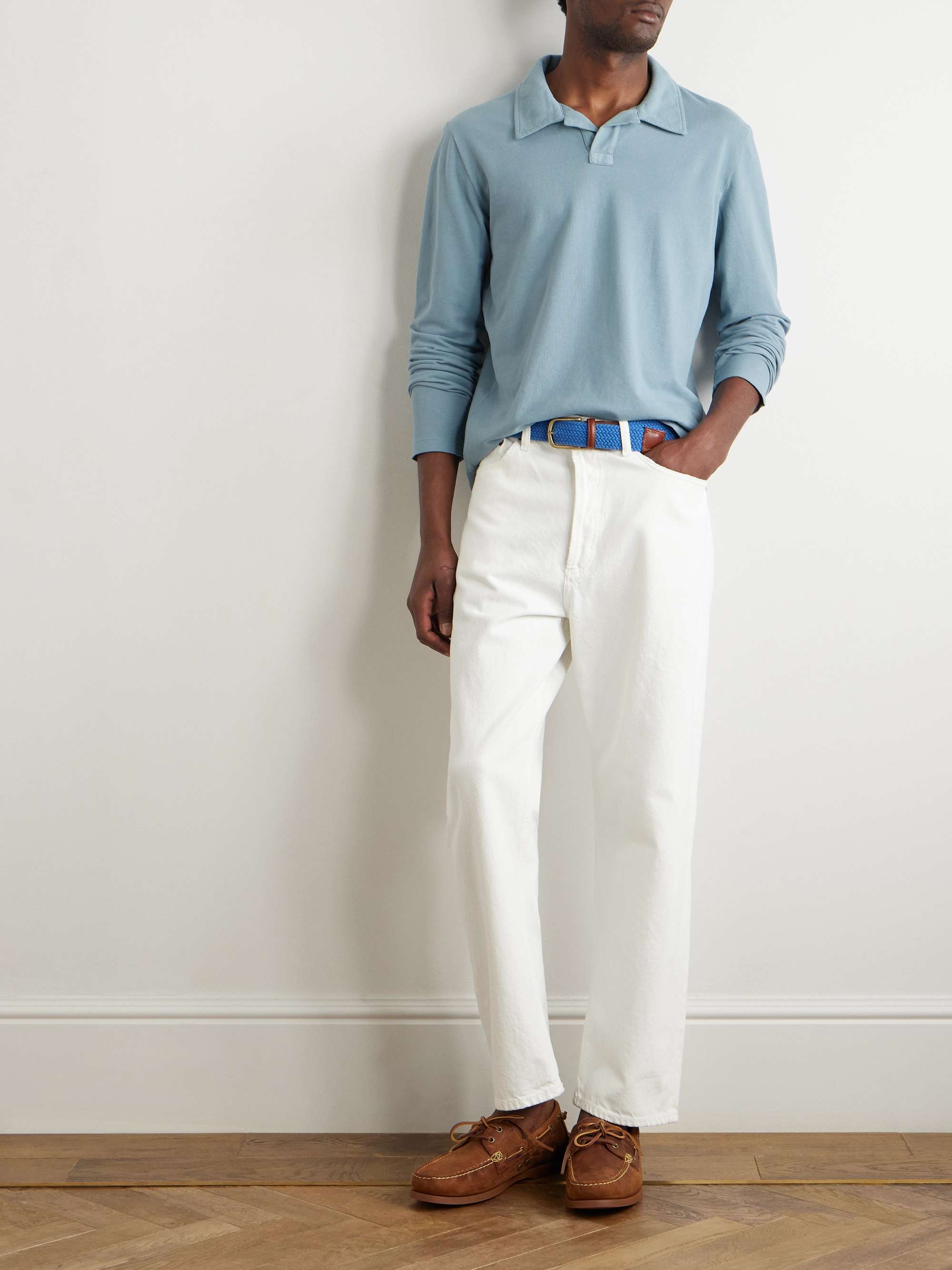 Rico Cotton and Cashmere-Blend Piqué Polo Shirt view