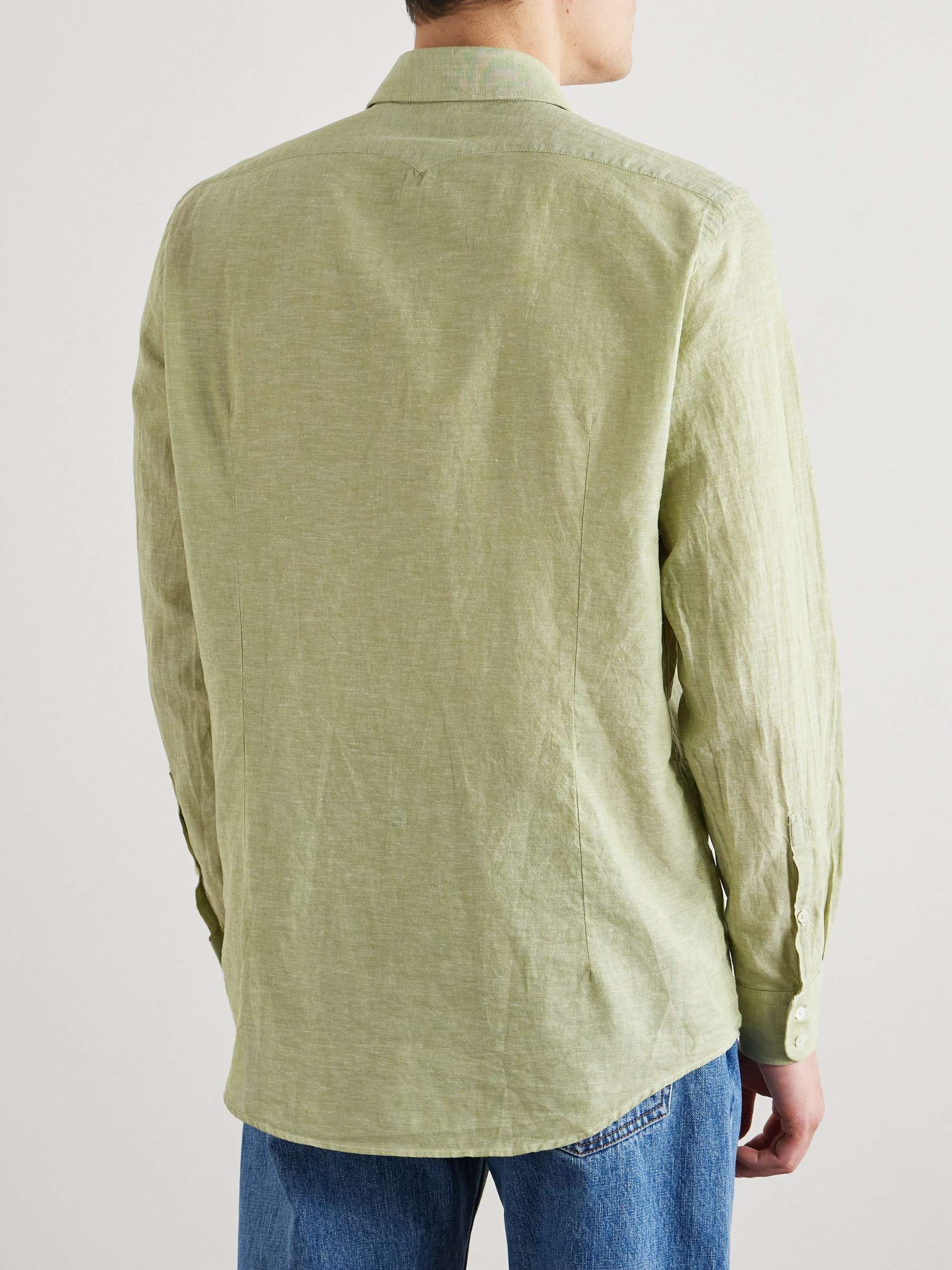 Cutaway-Collar Linen and Cotton-Blend Shirt view