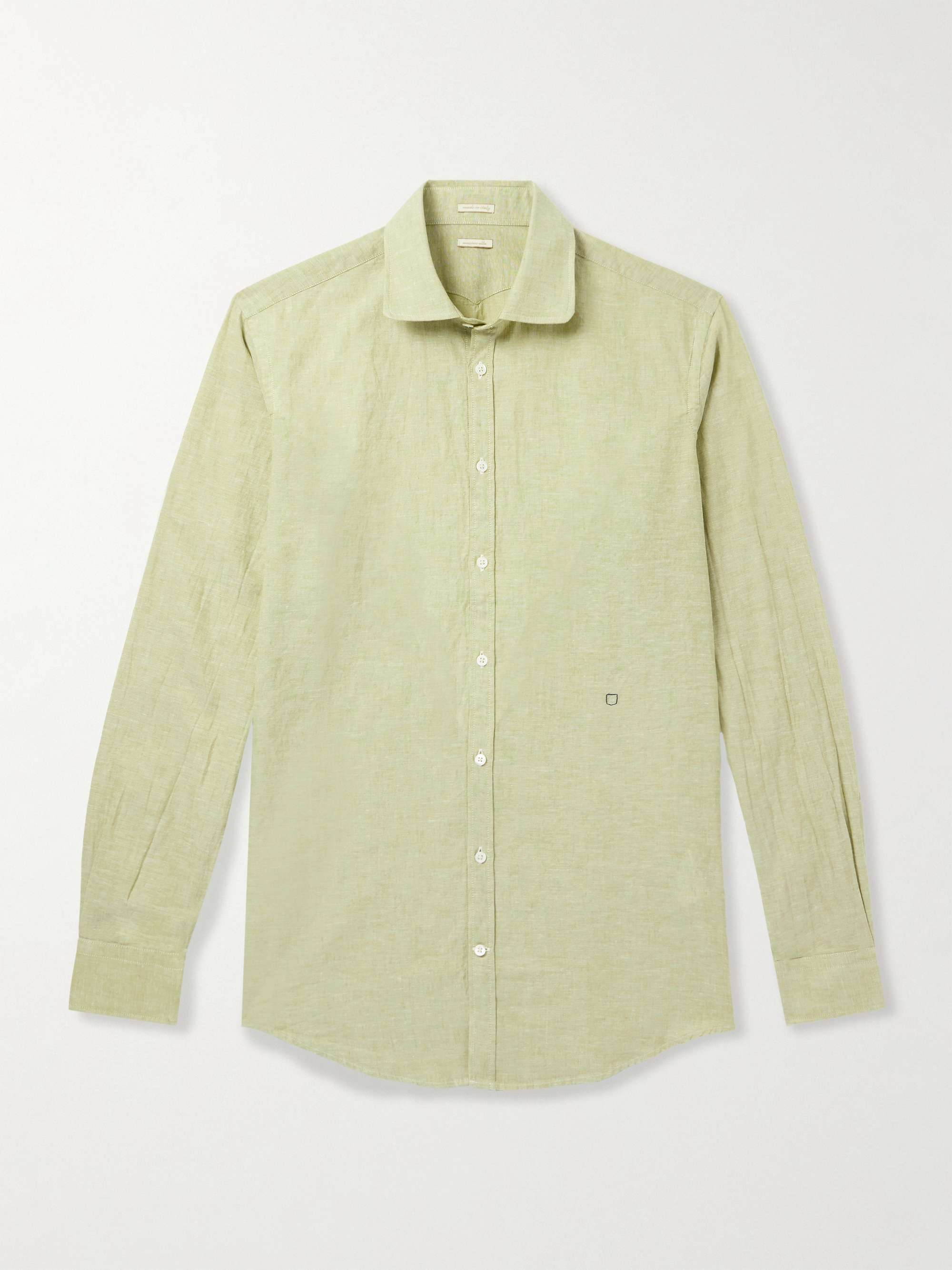 Cutaway-Collar Linen and Cotton-Blend Shirt view