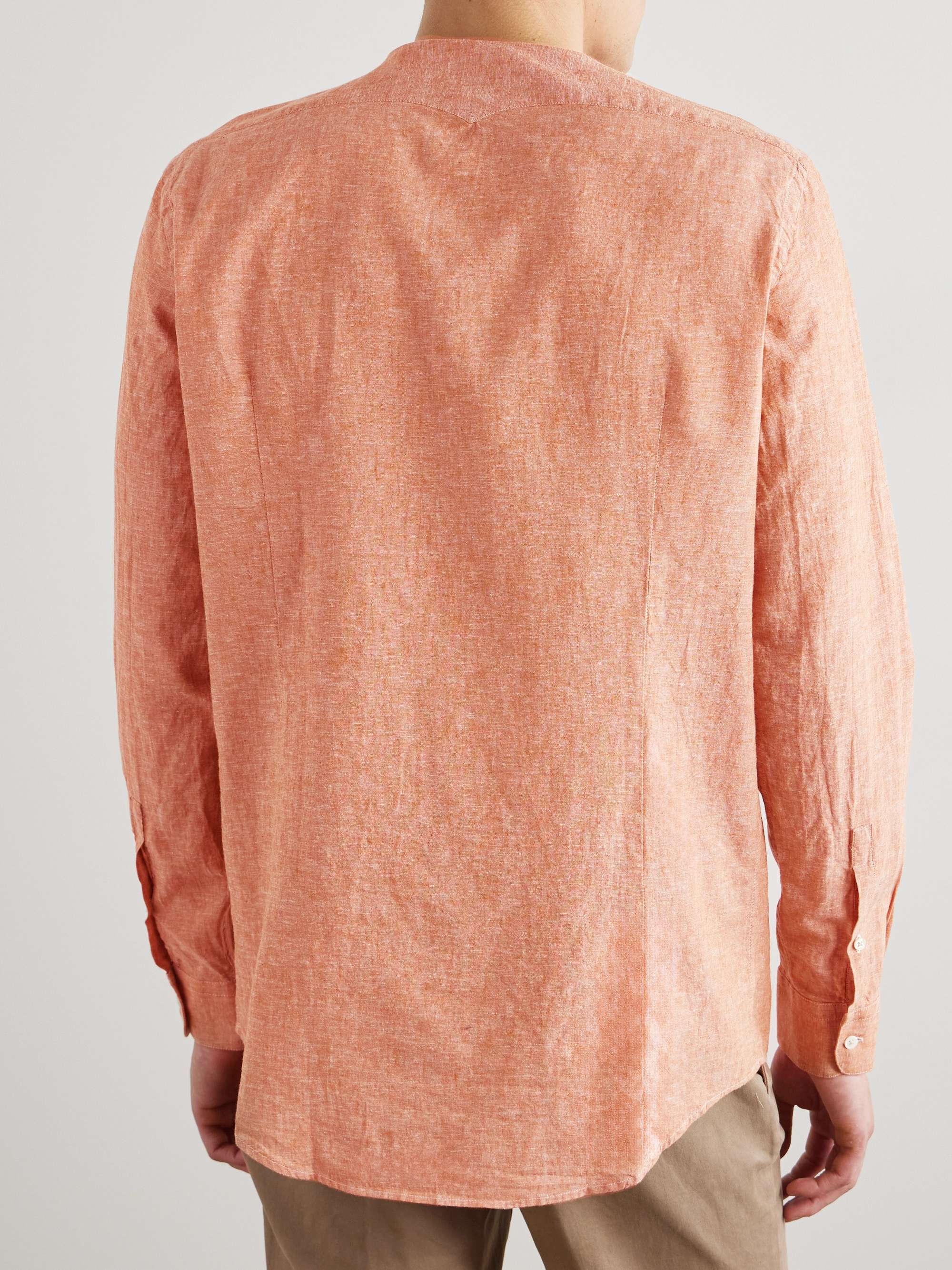 Noto2 Grandad-Collar Linen and Cotton-Blend Shirt view