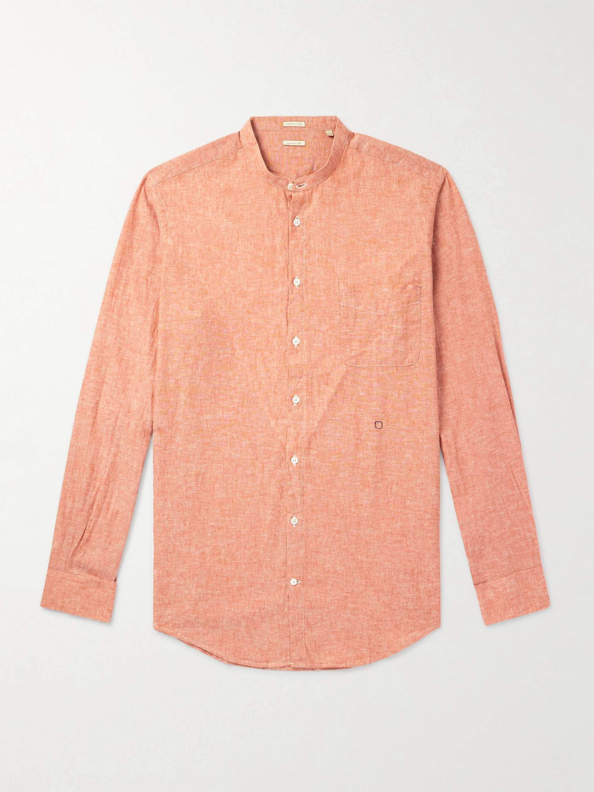 Noto2 Grandad-Collar Linen and Cotton-Blend Shirt view