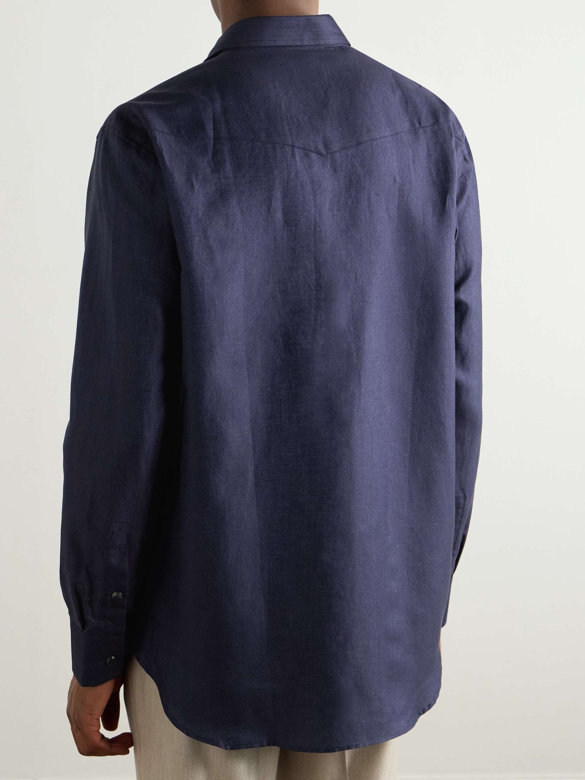 Cotton and Linen-Blend Twill Shirt view