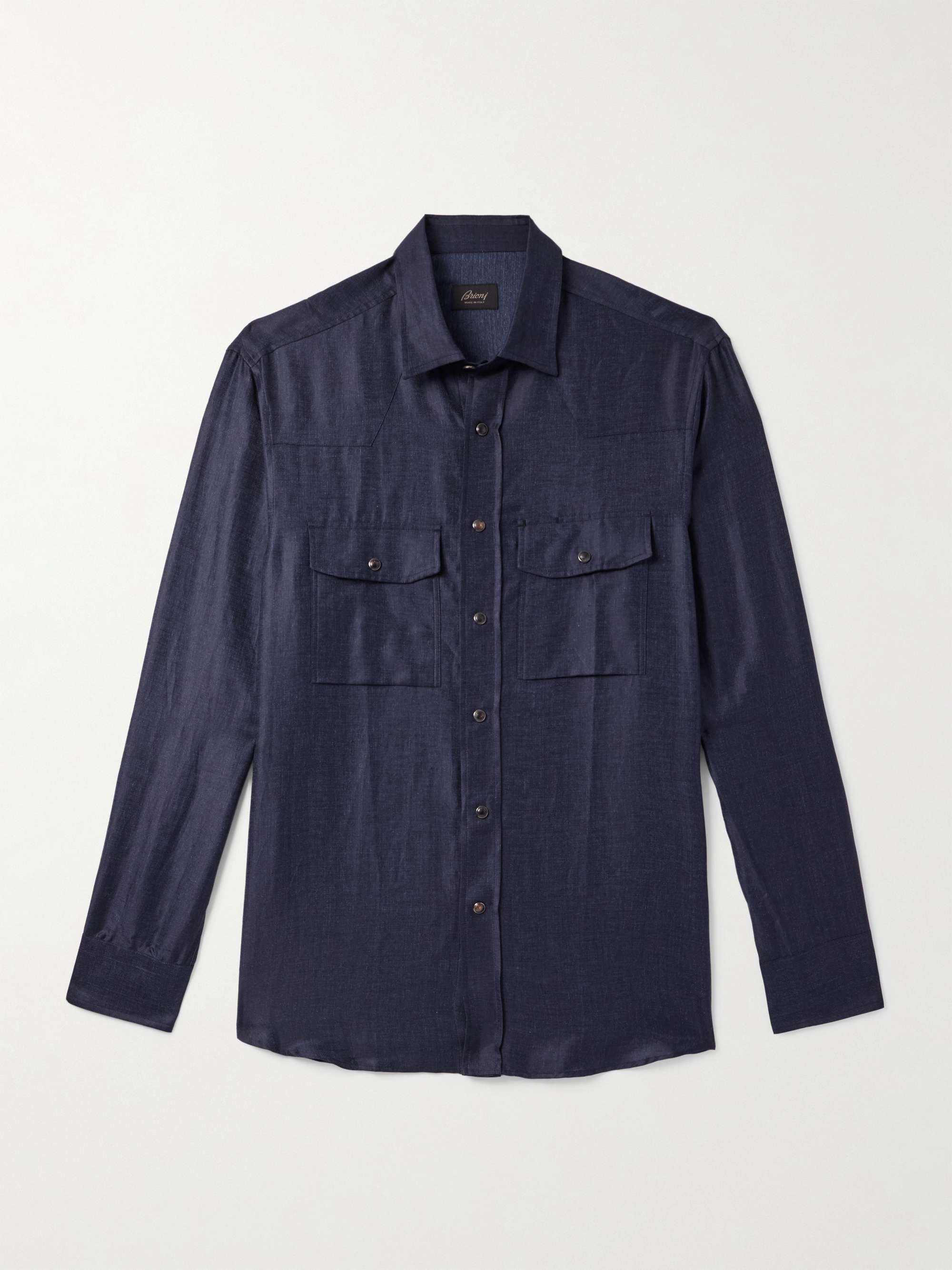 Cotton and Linen-Blend Twill Shirt view