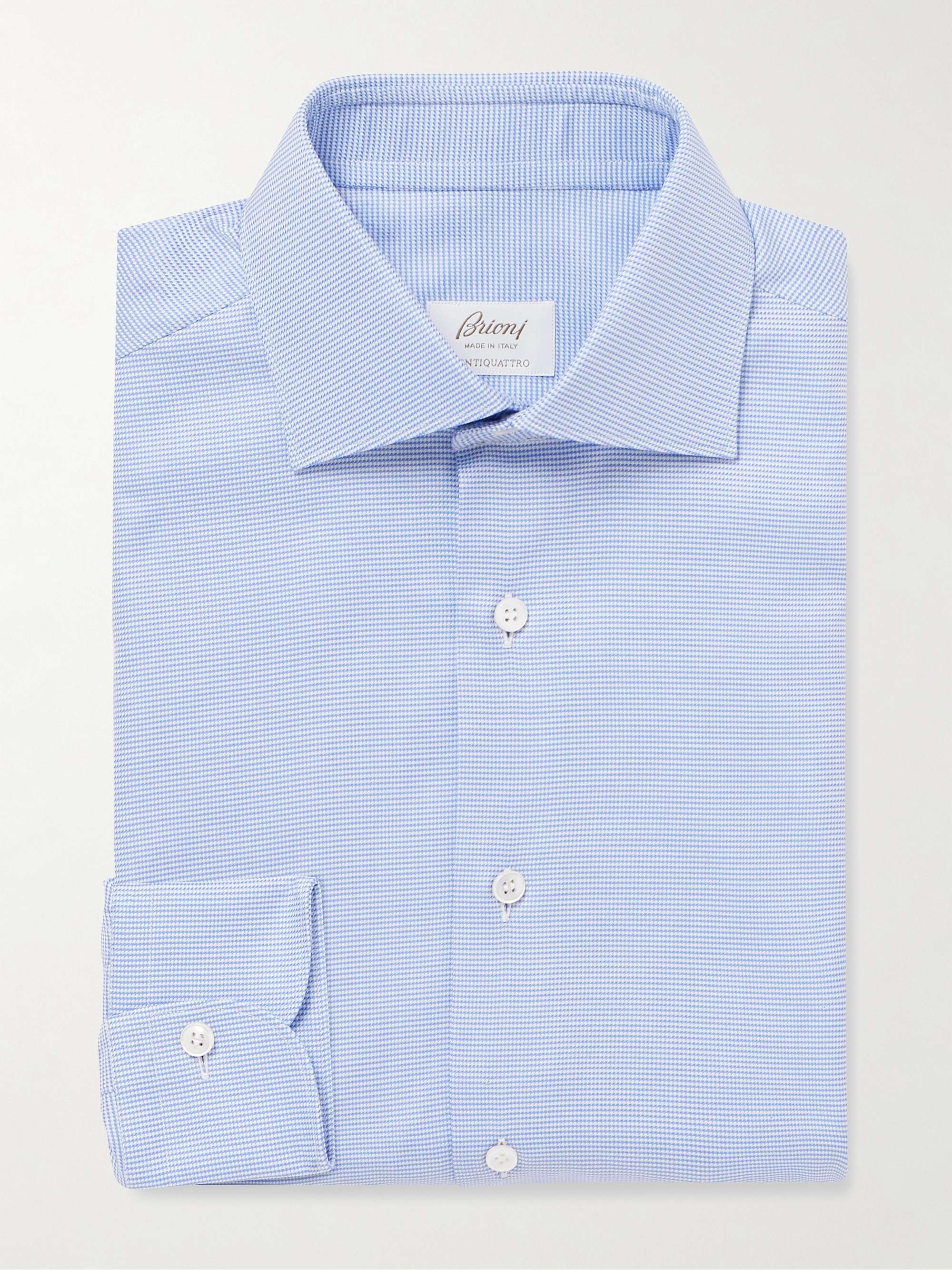 William Cutaway-Collar Houndstooth Cotton Shirt view