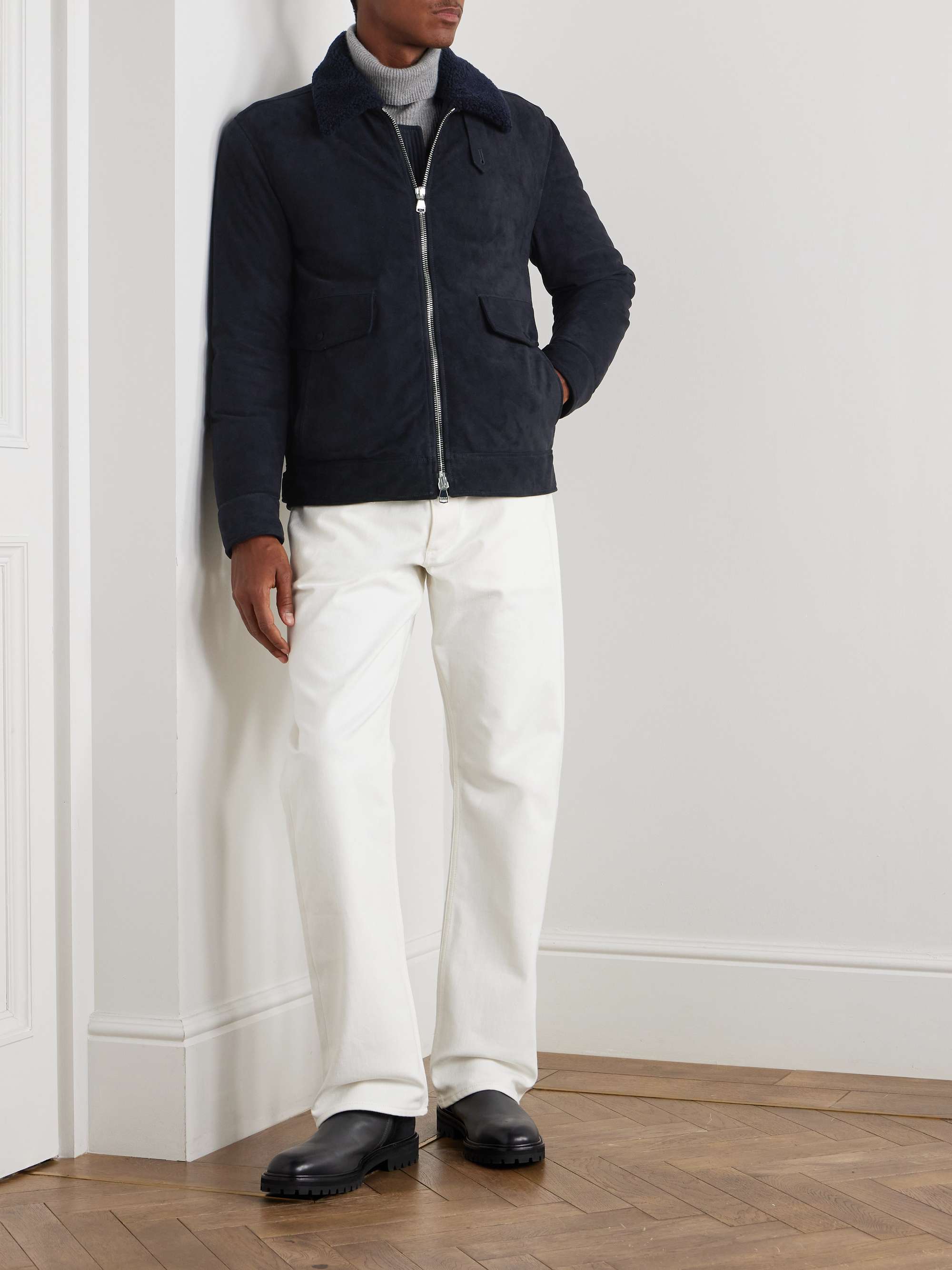 Thomas Shearling-Trimmed Suede Down Jacket view