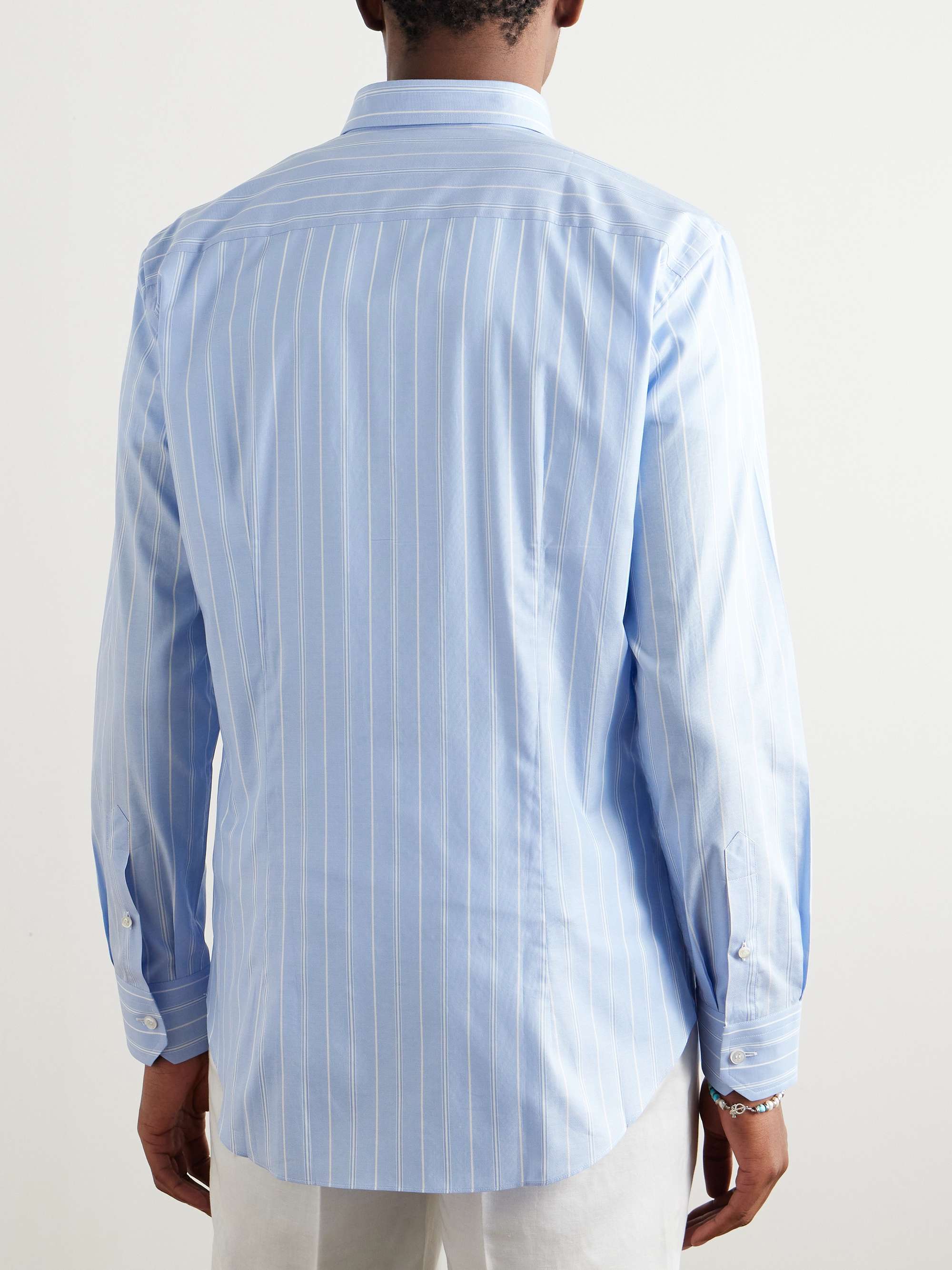 Slim-Fit Button-Down Collar Striped Cotton Shirt view