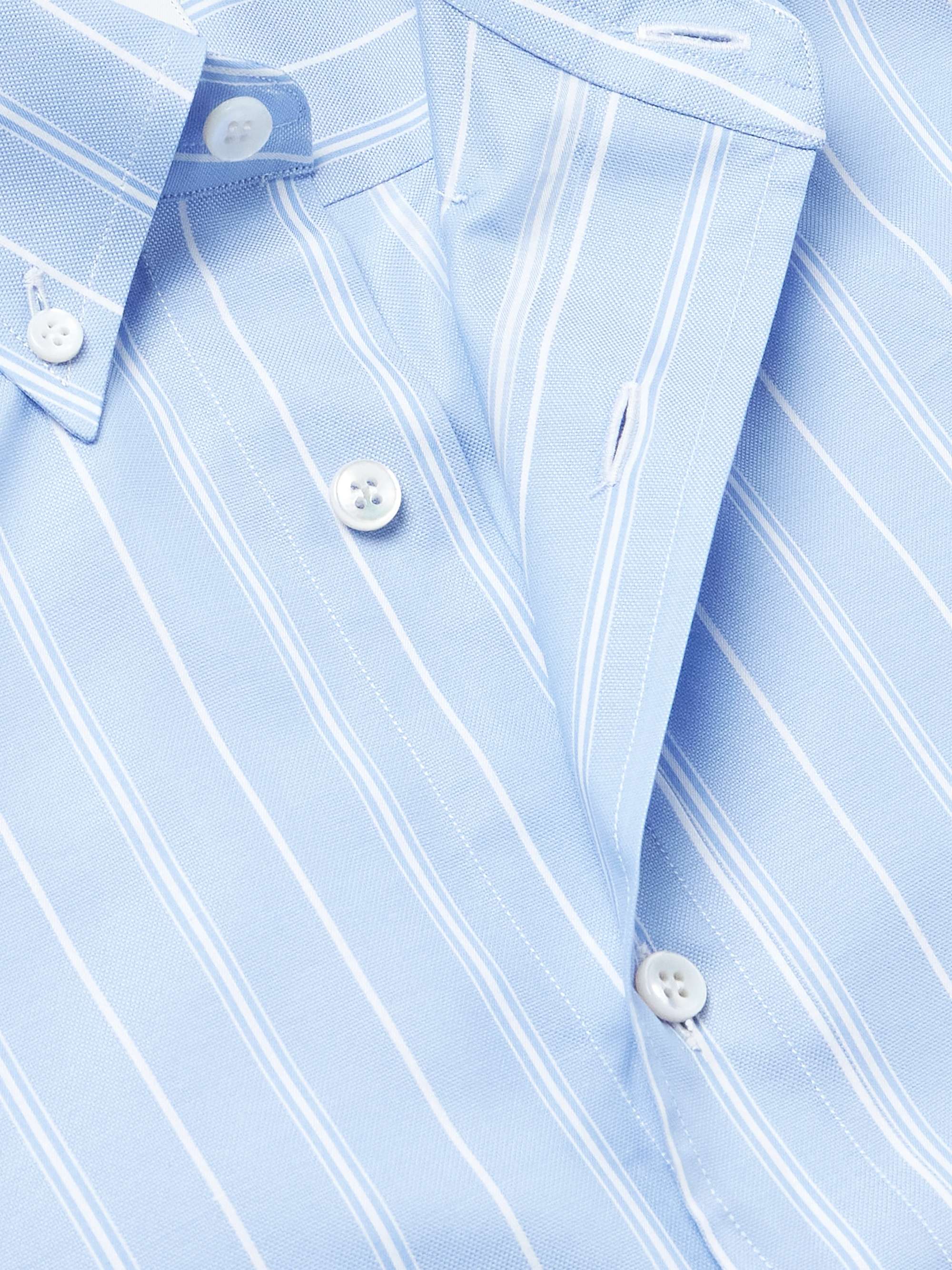 Slim-Fit Button-Down Collar Striped Cotton Shirt view
