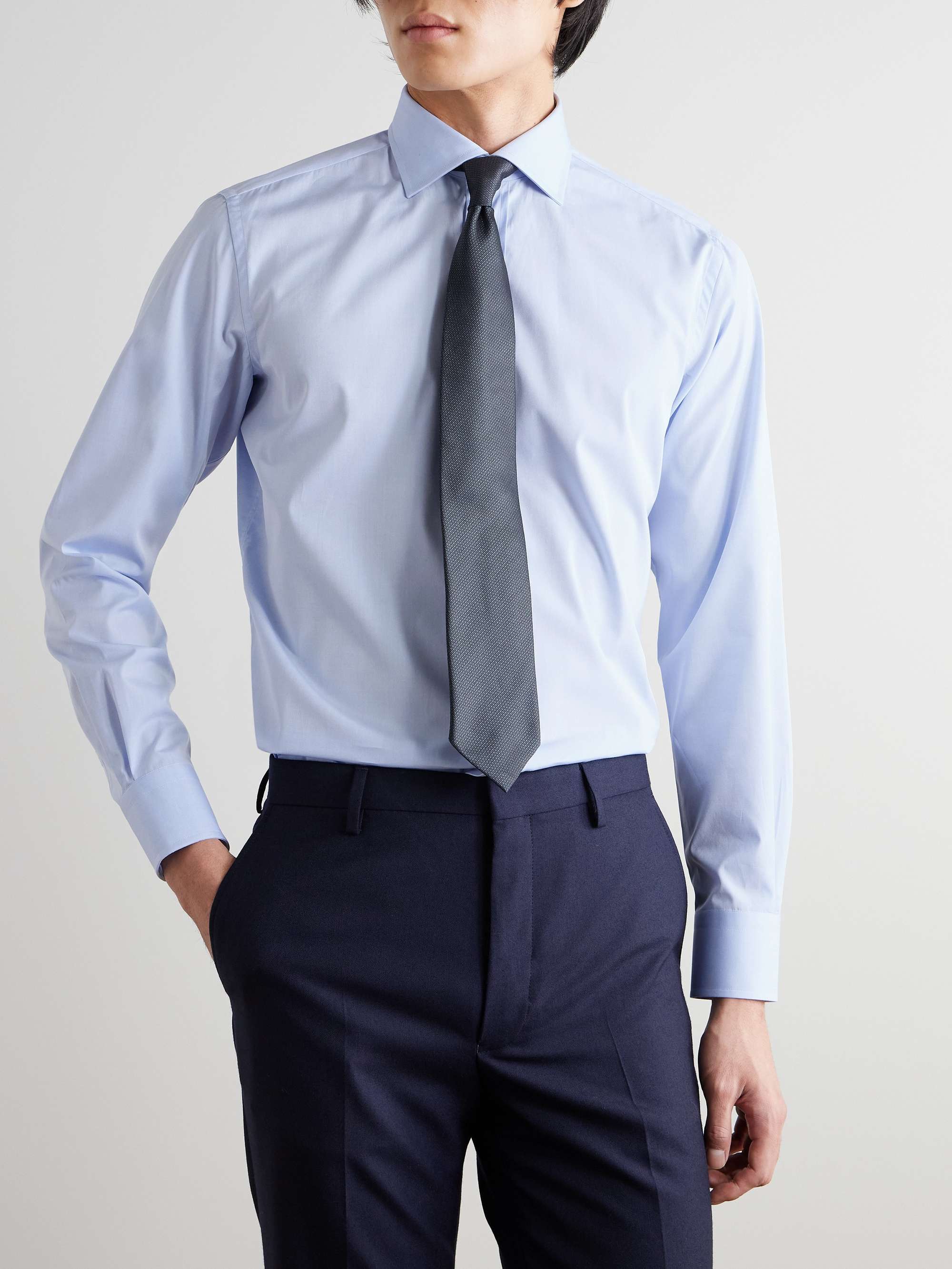 Trevi Cutaway-Collar Cotton Pinpoint Oxford Shirt view
