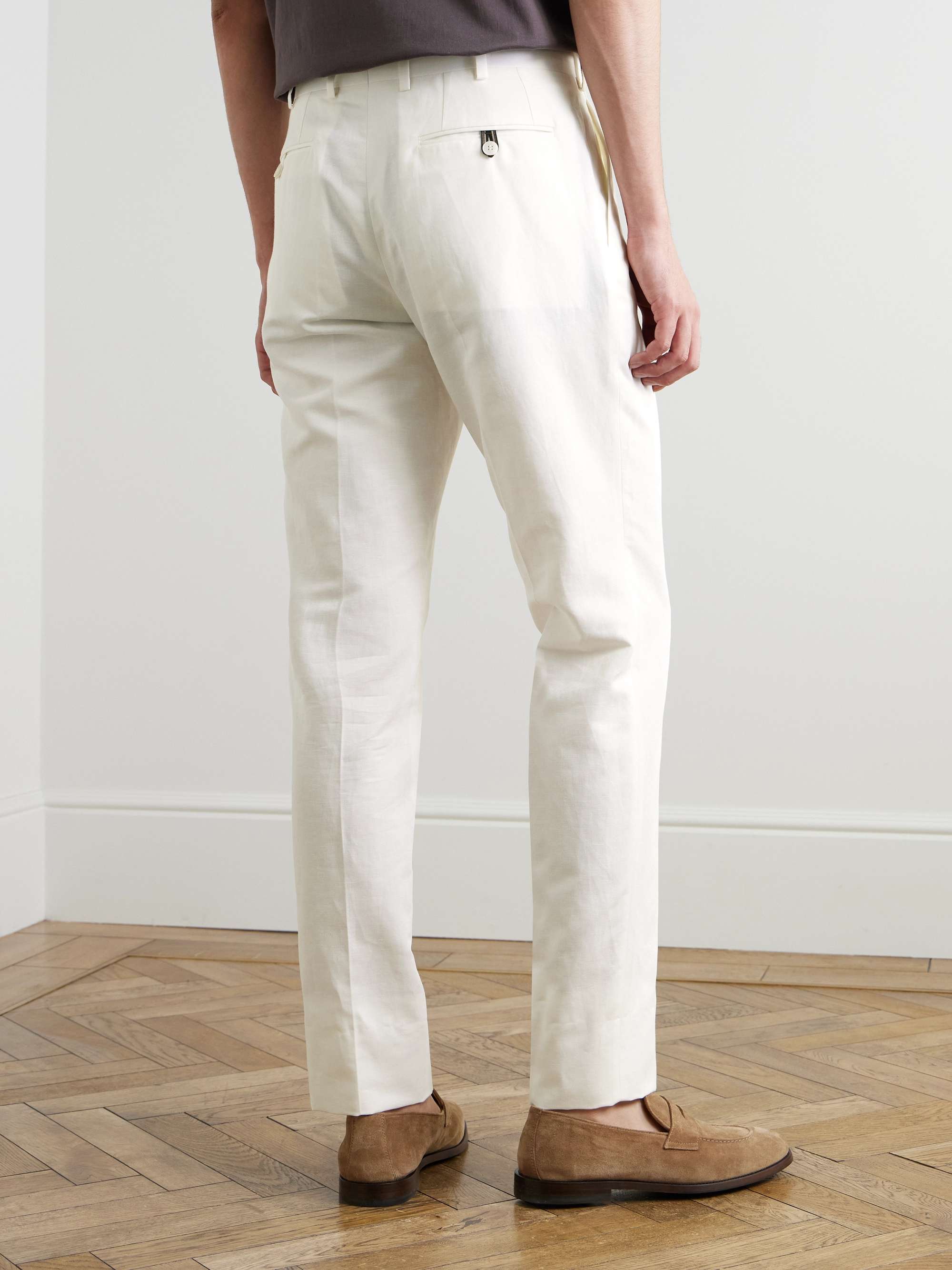 Pienza Straight-Leg Linen and Cotton-Blend Trousers view