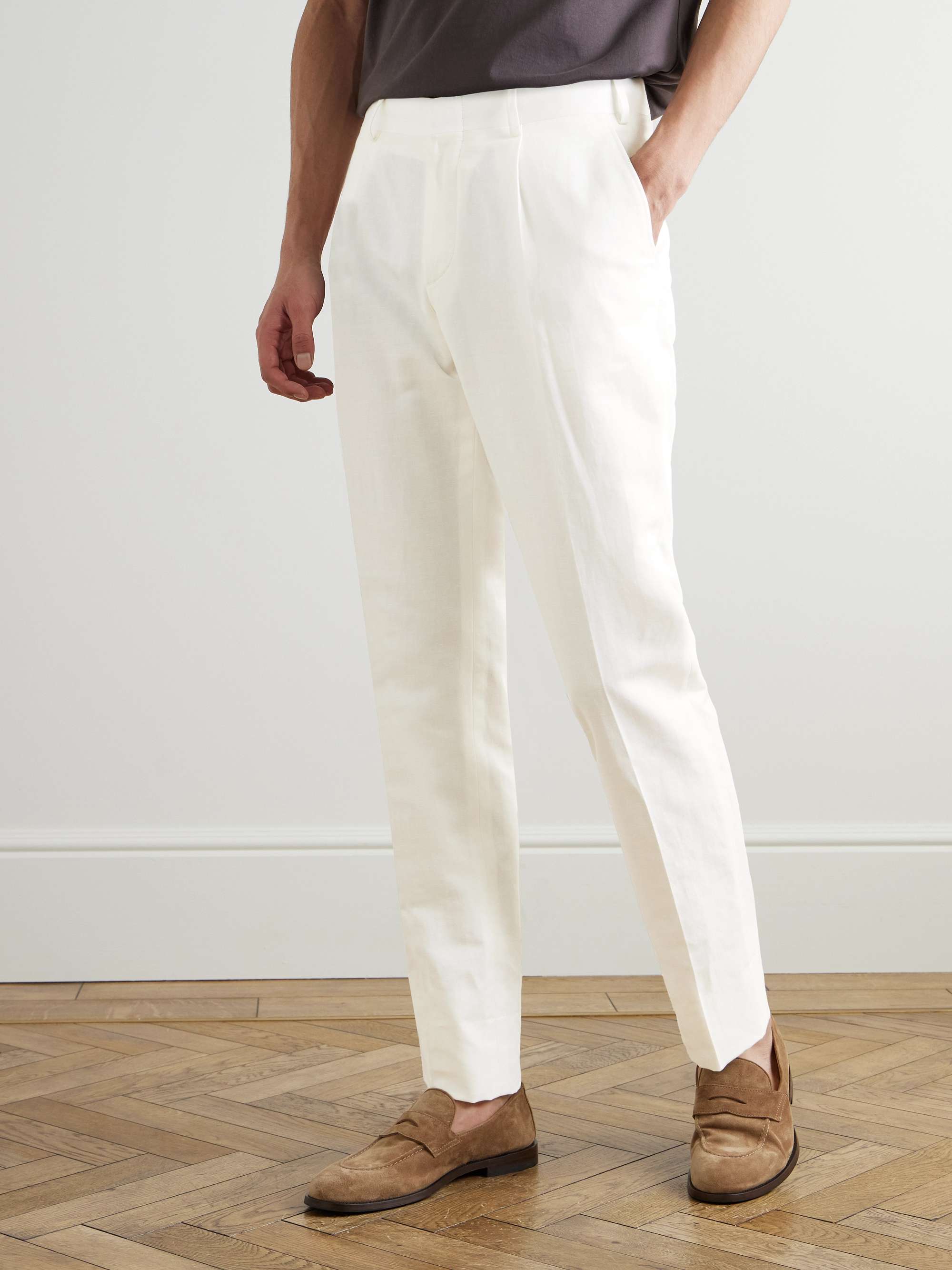 Pienza Straight-Leg Linen and Cotton-Blend Trousers view