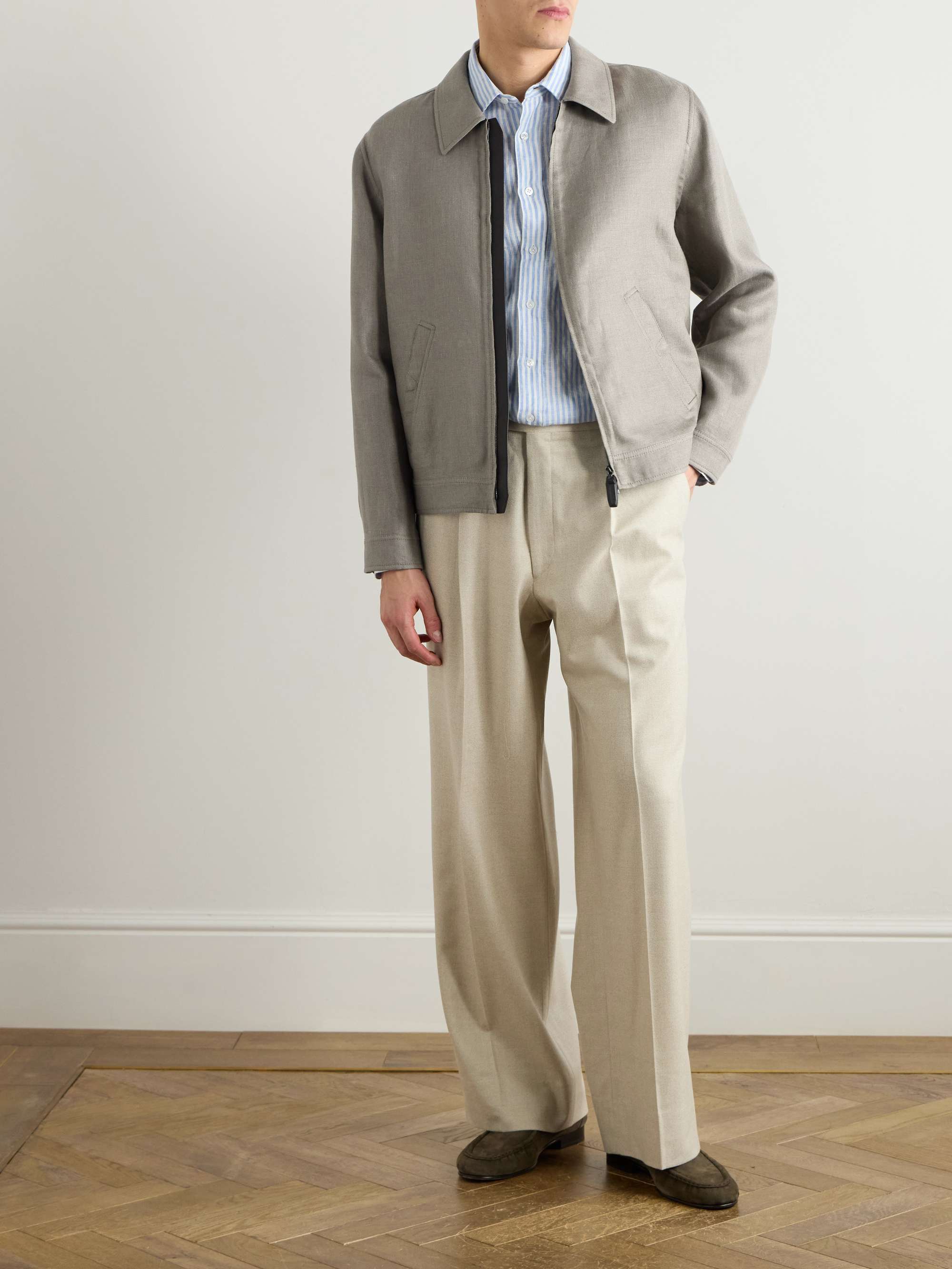 Linen-Blend Bomber Jacket view
