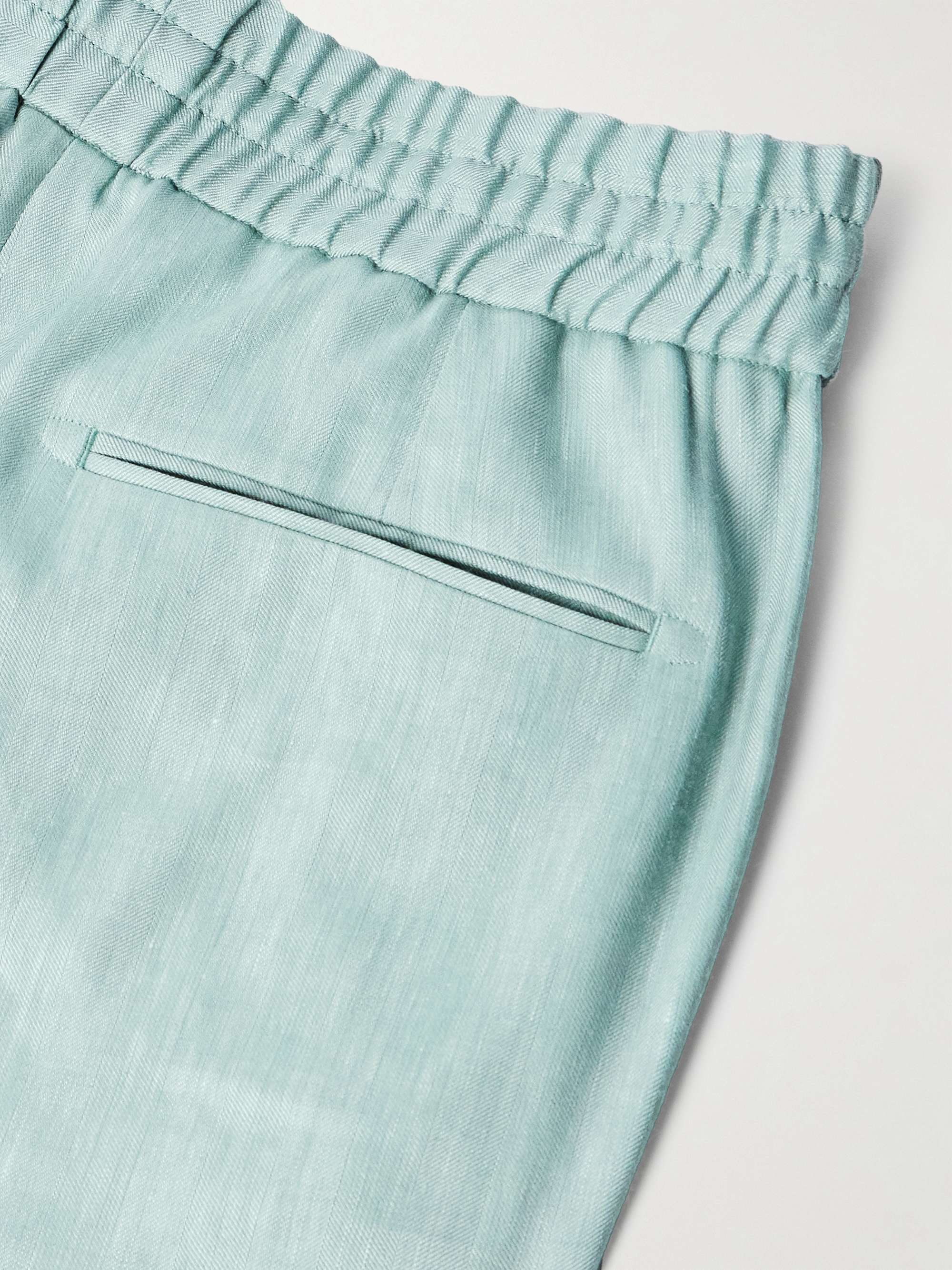 Asolo Straight-Leg Herringbone Linen, Wool and Silk-Blend Suit Trousers view