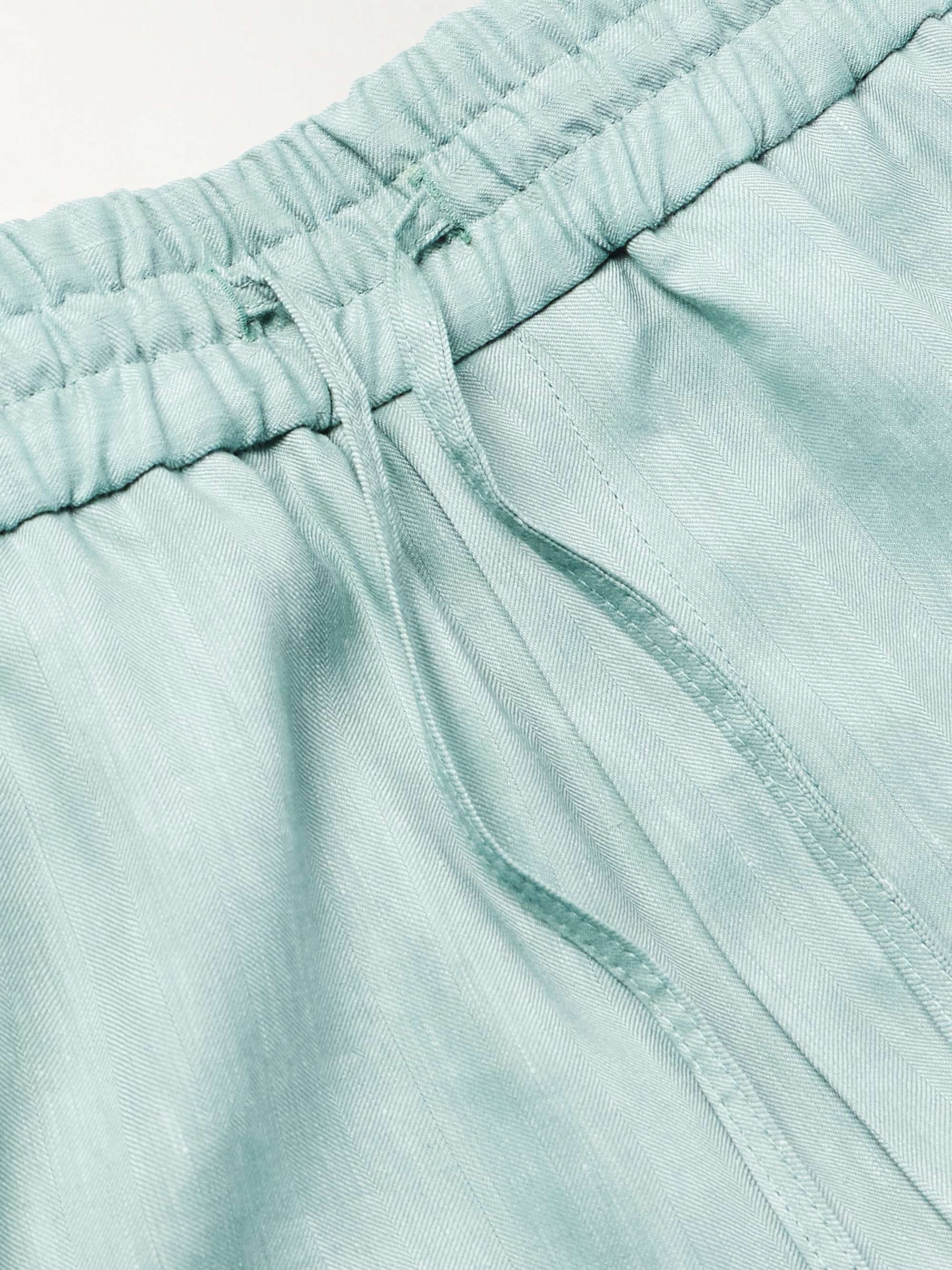Asolo Straight-Leg Herringbone Linen, Wool and Silk-Blend Suit Trousers view