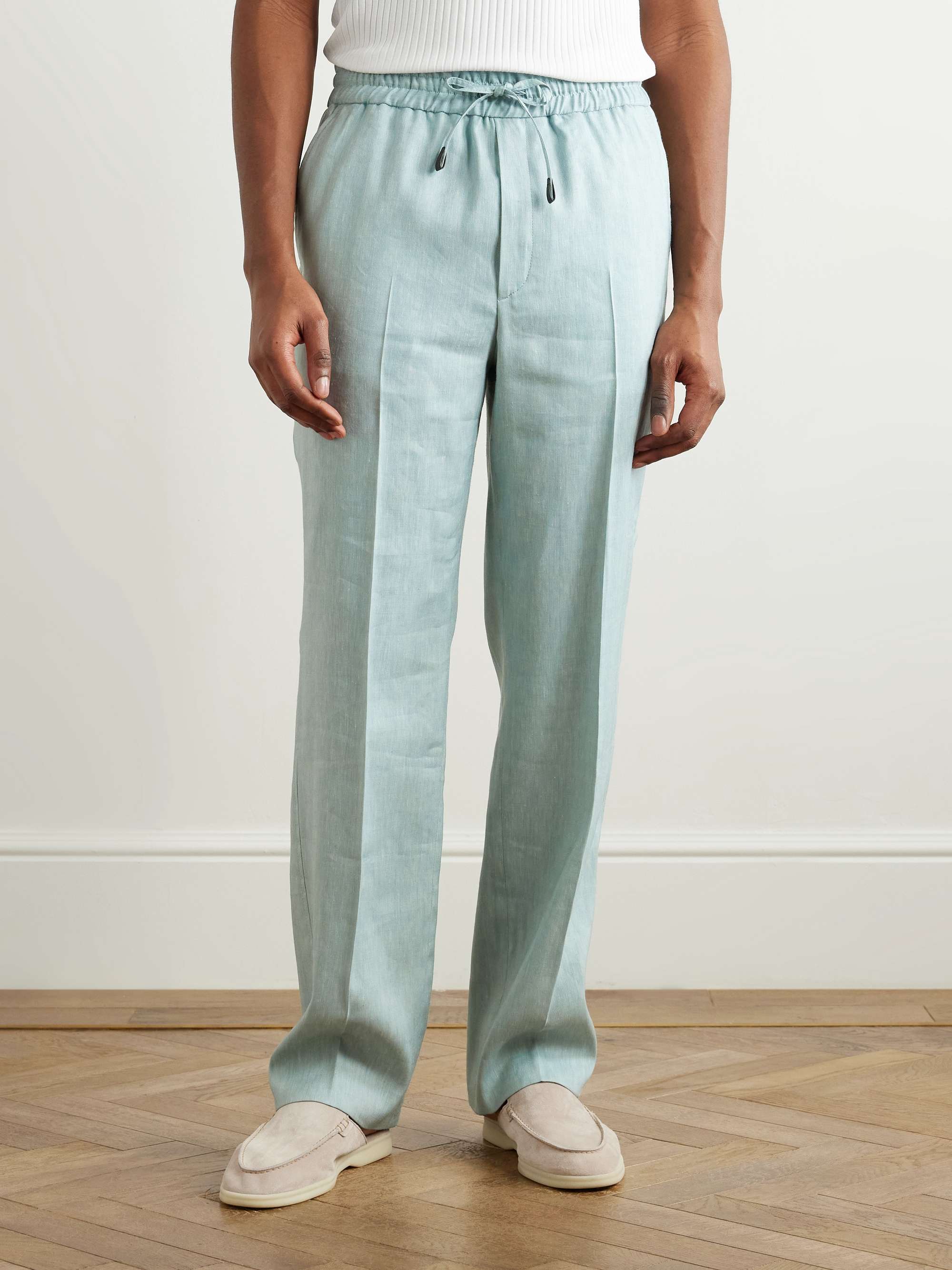 Asolo Straight-Leg Herringbone Linen, Wool and Silk-Blend Suit Trousers view
