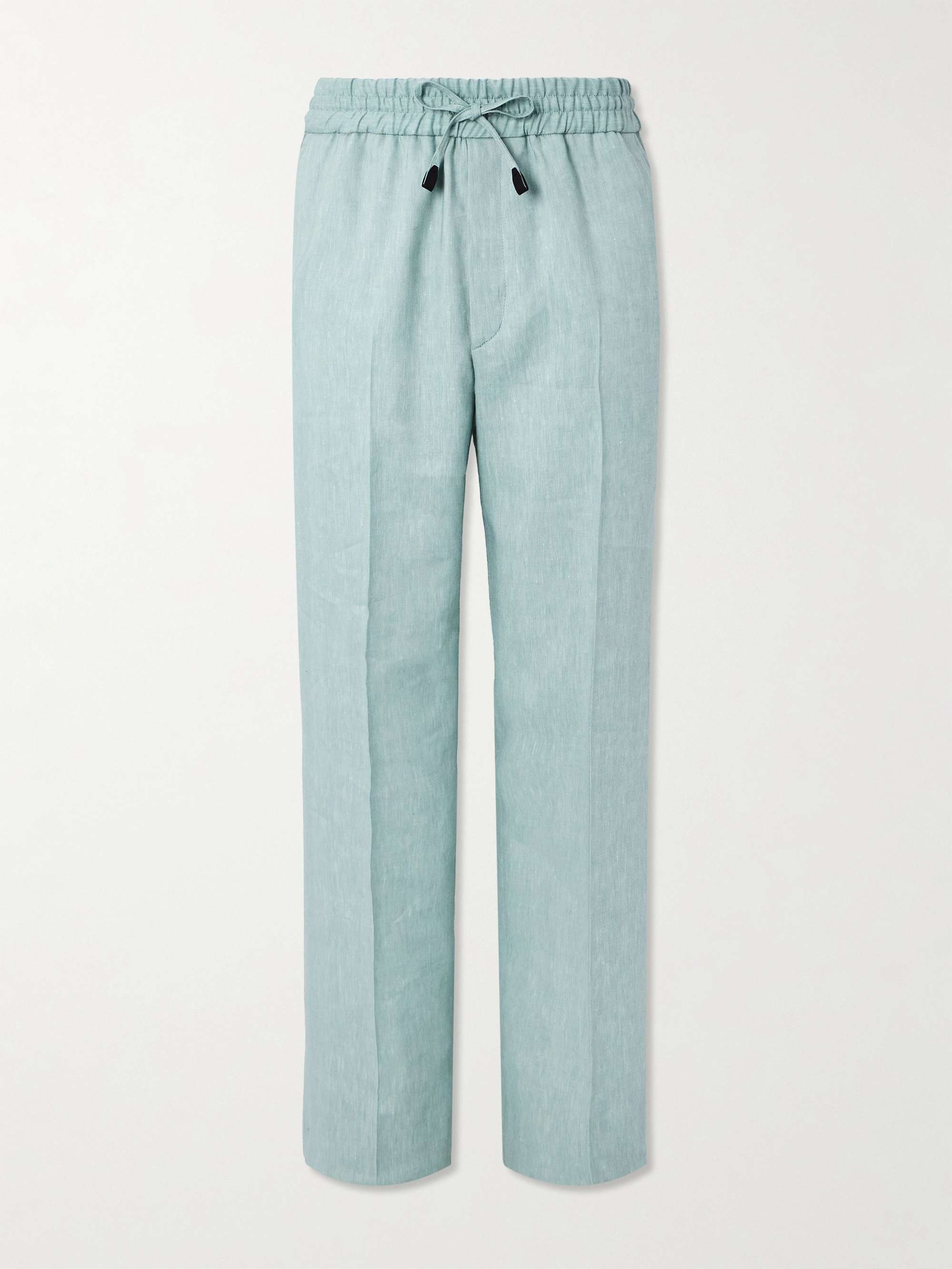 Asolo Straight-Leg Herringbone Linen, Wool and Silk-Blend Suit Trousers view