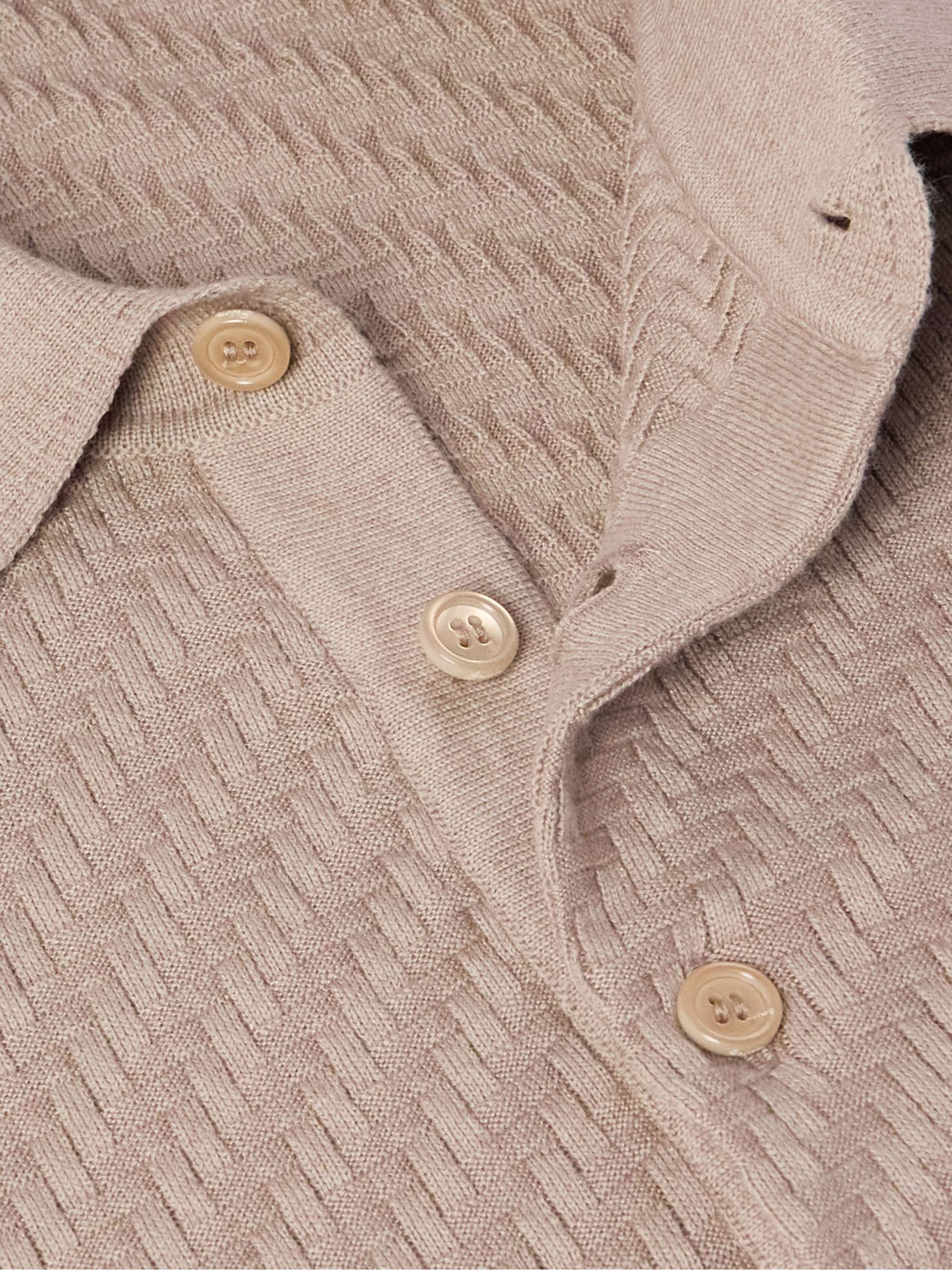 Textured-Knit Cotton, Silk and Cashmere-Blend Polo Shirt view