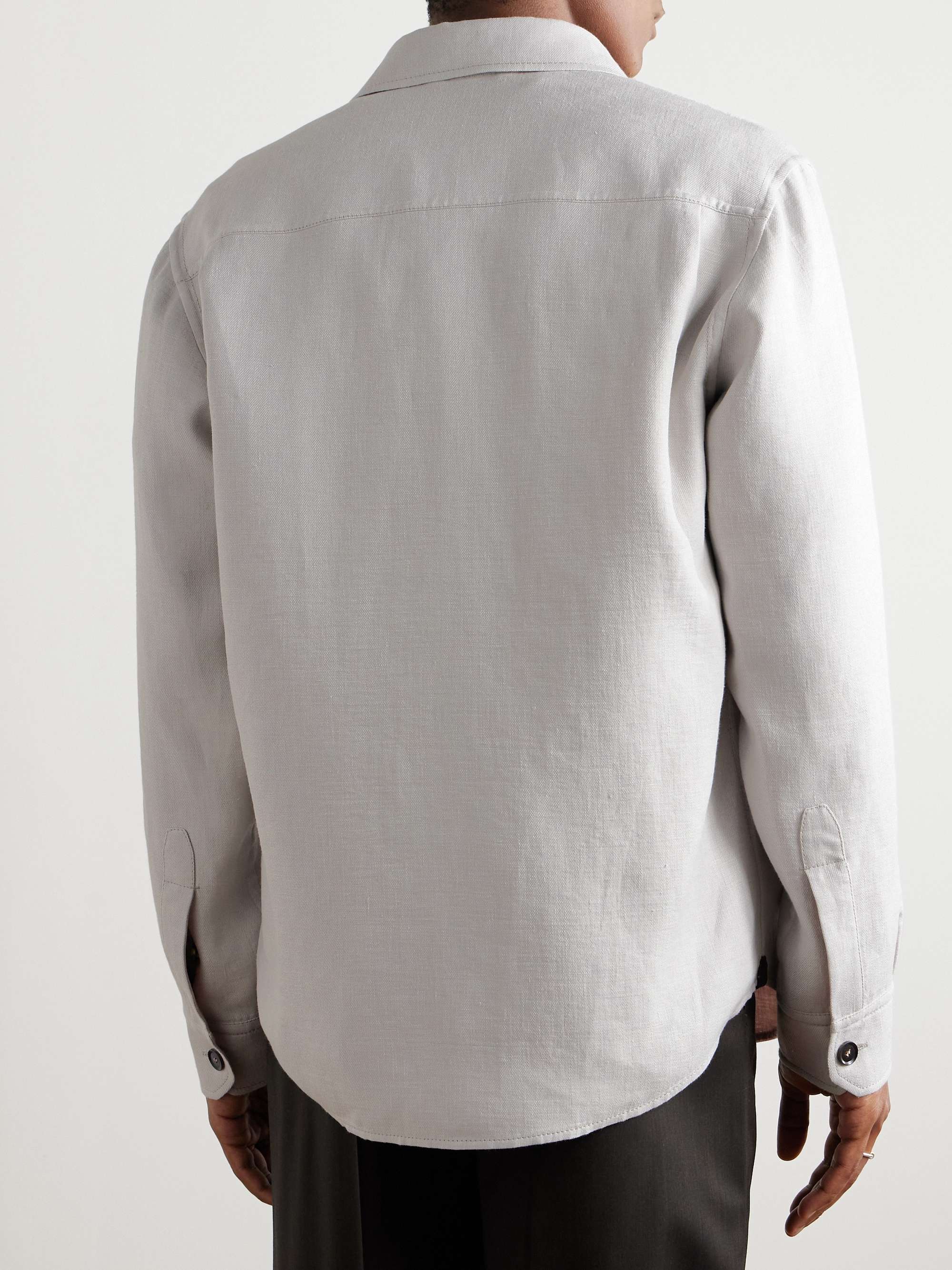 Linen-Blend Twill Overshirt view