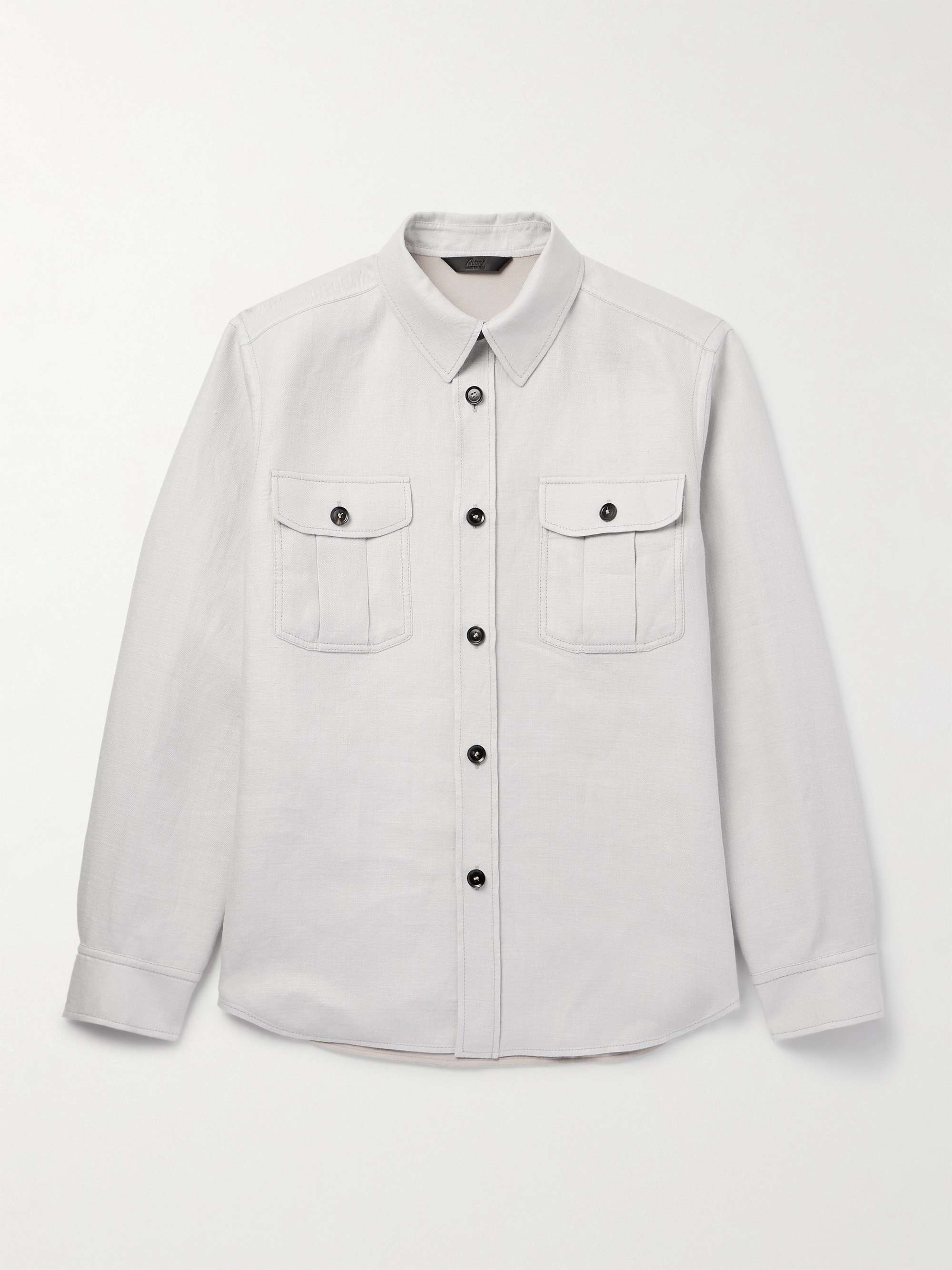 Linen-Blend Twill Overshirt view