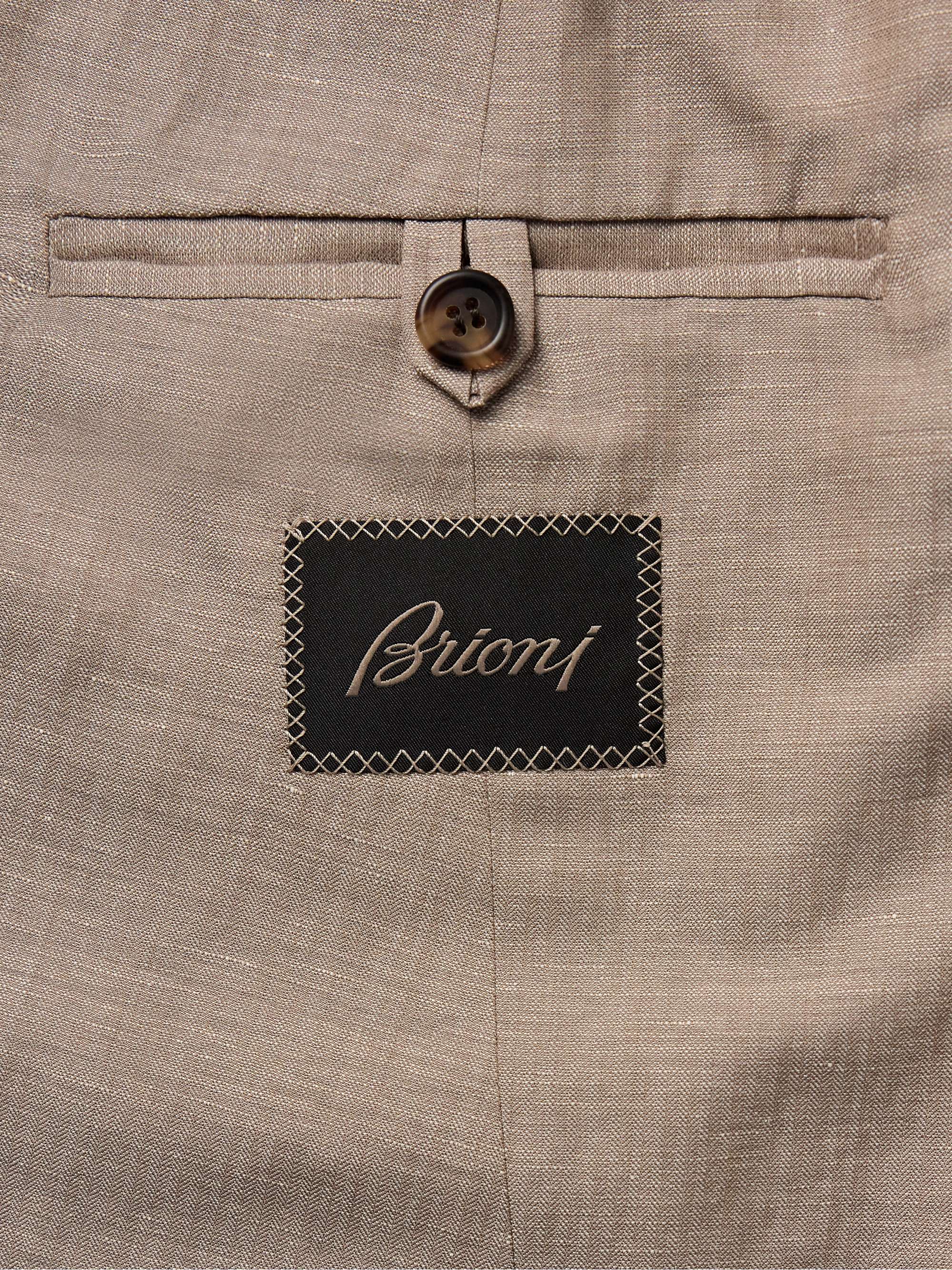 Slim-Fit Double-Breasted Wool, Linen and Silk-Blend Suit view